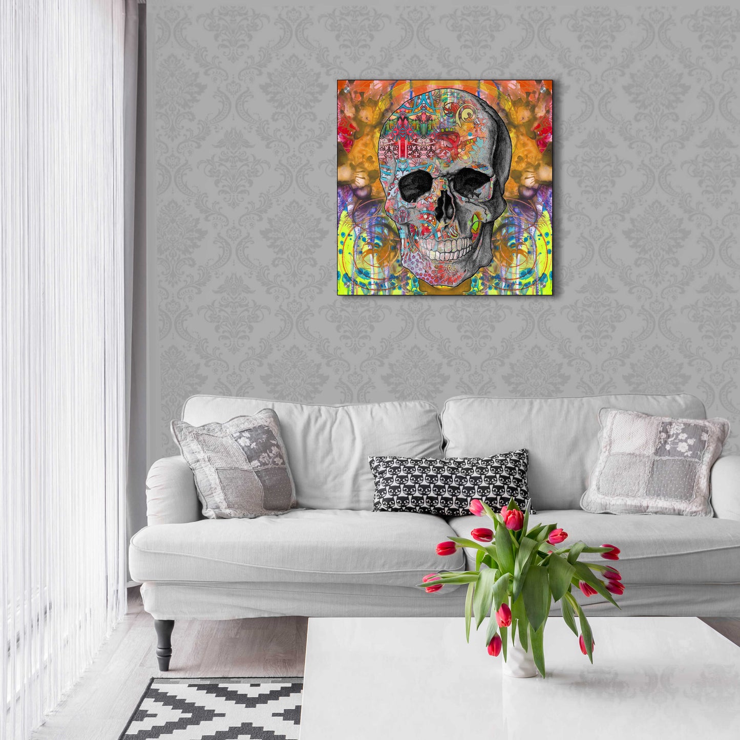 Epic Art 'Smile Skull' by Dean Russo, Acrylic Glass Wall Art,24x24