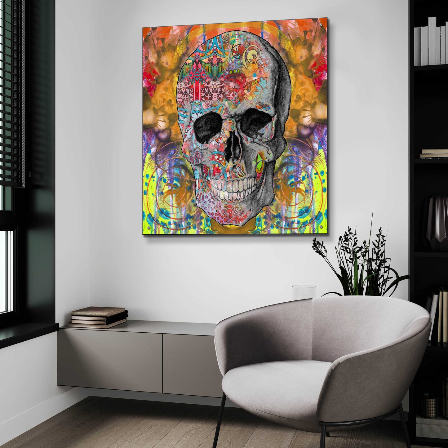 Epic Art 'Smile Skull' by Dean Russo, Acrylic Glass Wall Art,36x36