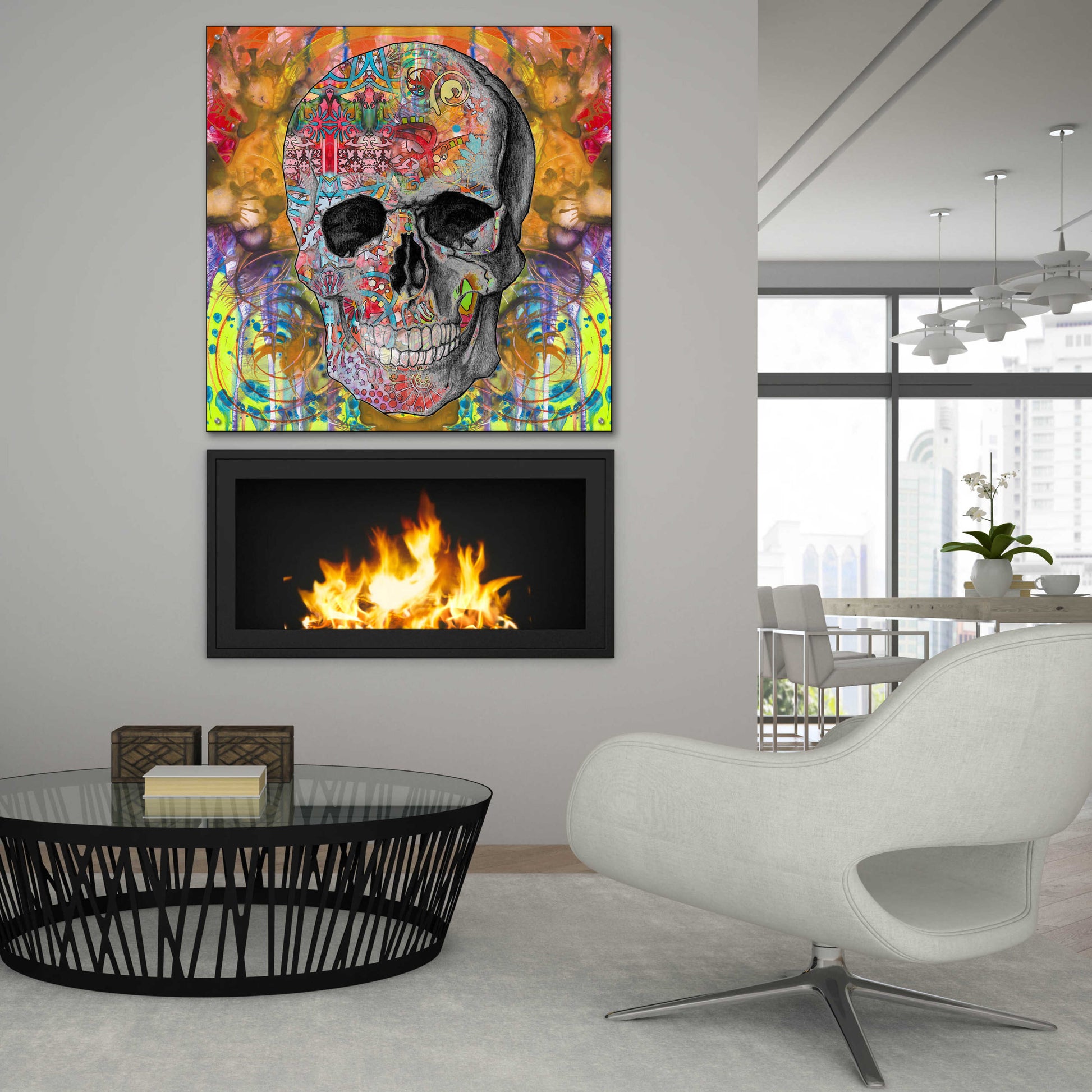 Epic Art 'Smile Skull' by Dean Russo, Acrylic Glass Wall Art,36x36