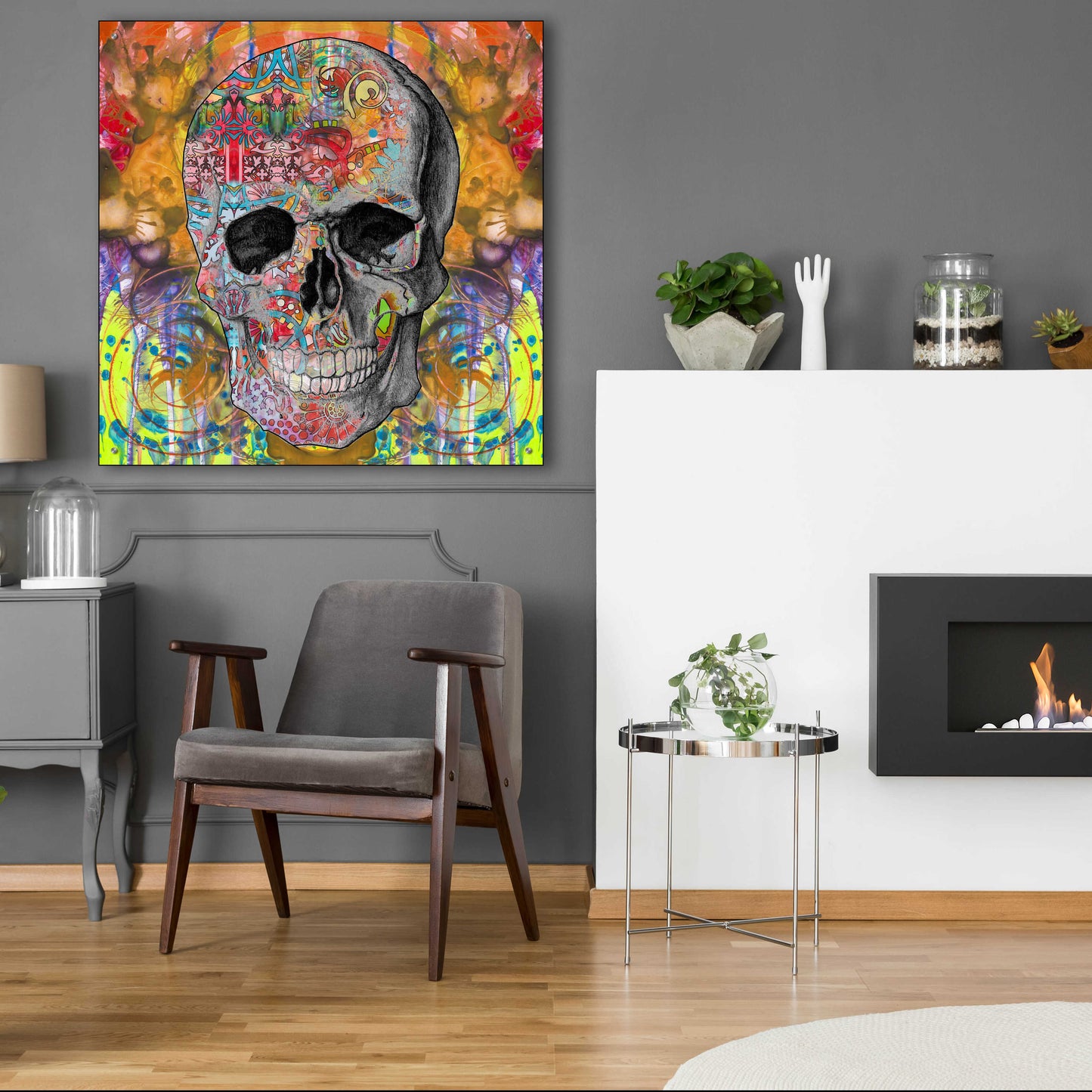 Epic Art 'Smile Skull' by Dean Russo, Acrylic Glass Wall Art,36x36