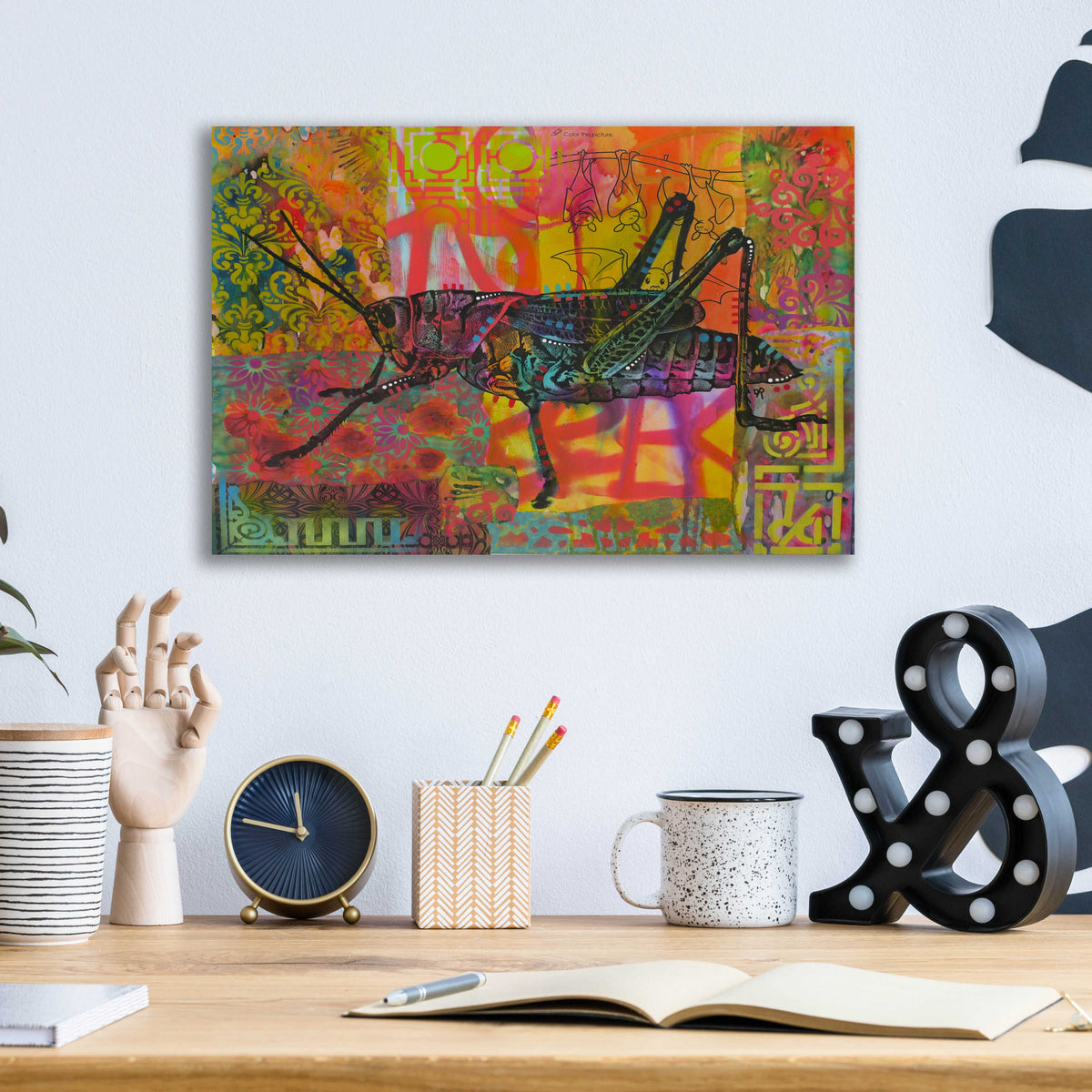 Epic Art 'Grasshopper' by Dean Russo, Acrylic Glass Wall Art,16x12