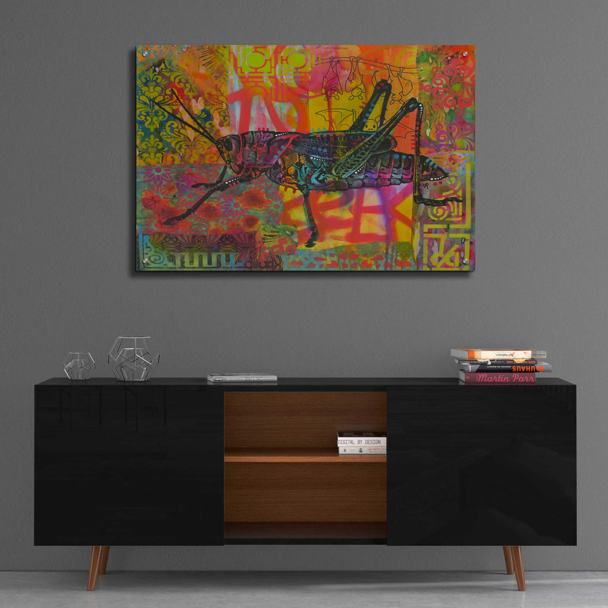 Epic Art 'Grasshopper' by Dean Russo, Acrylic Glass Wall Art,36x24