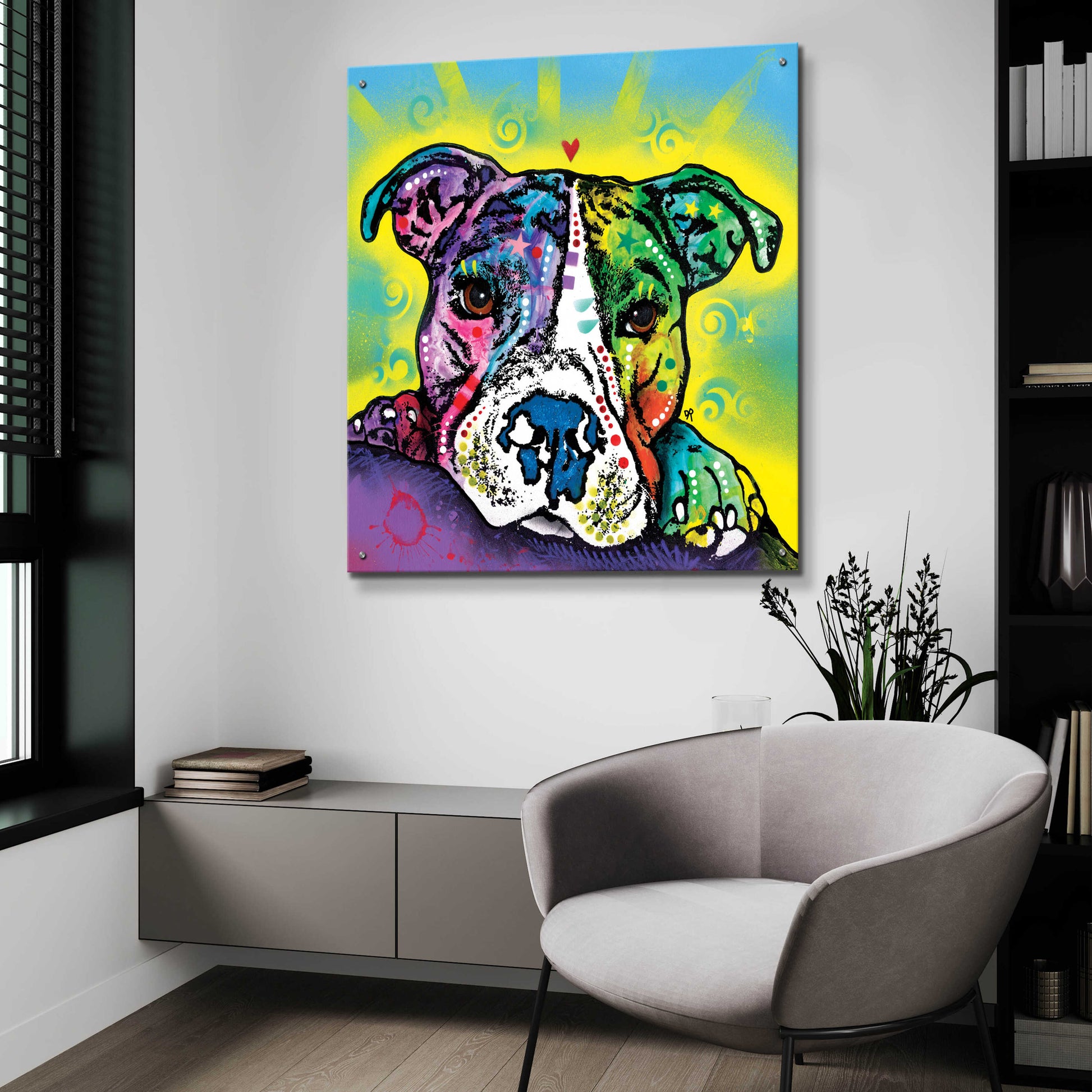 Epic Art 'The Baby Pit Bull' by Dean Russo, Acrylic Glass Wall Art,36x36