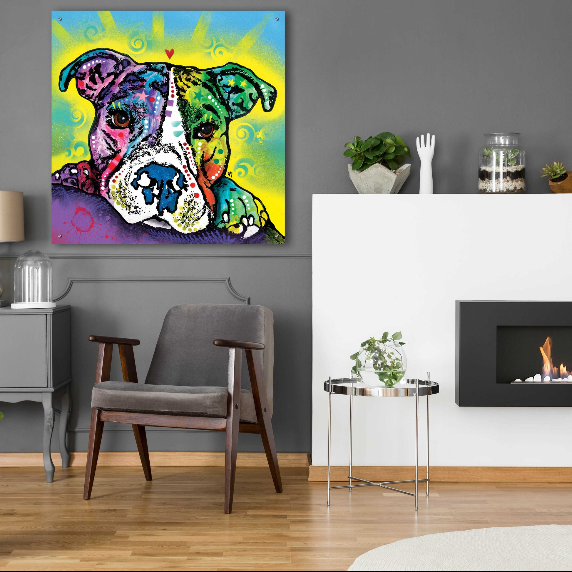 Epic Art 'The Baby Pit Bull' by Dean Russo, Acrylic Glass Wall Art,36x36