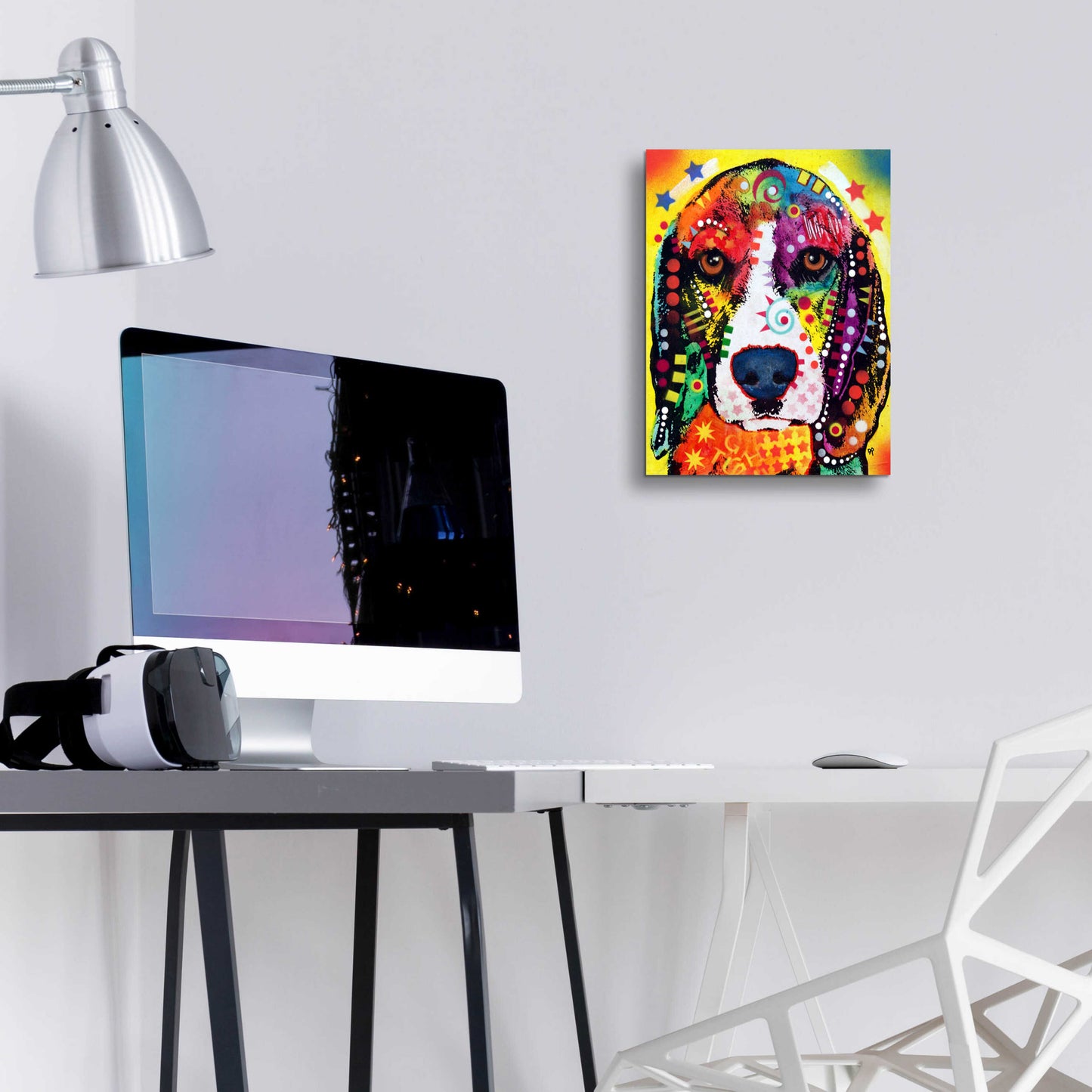 Epic Art 'Beagle Face' by Dean Russo, Acrylic Glass Wall Art,12x16