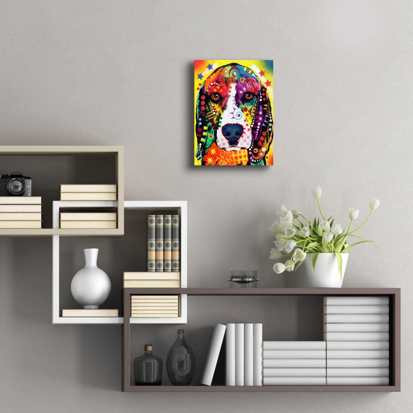 Epic Art 'Beagle Face' by Dean Russo, Acrylic Glass Wall Art,12x16