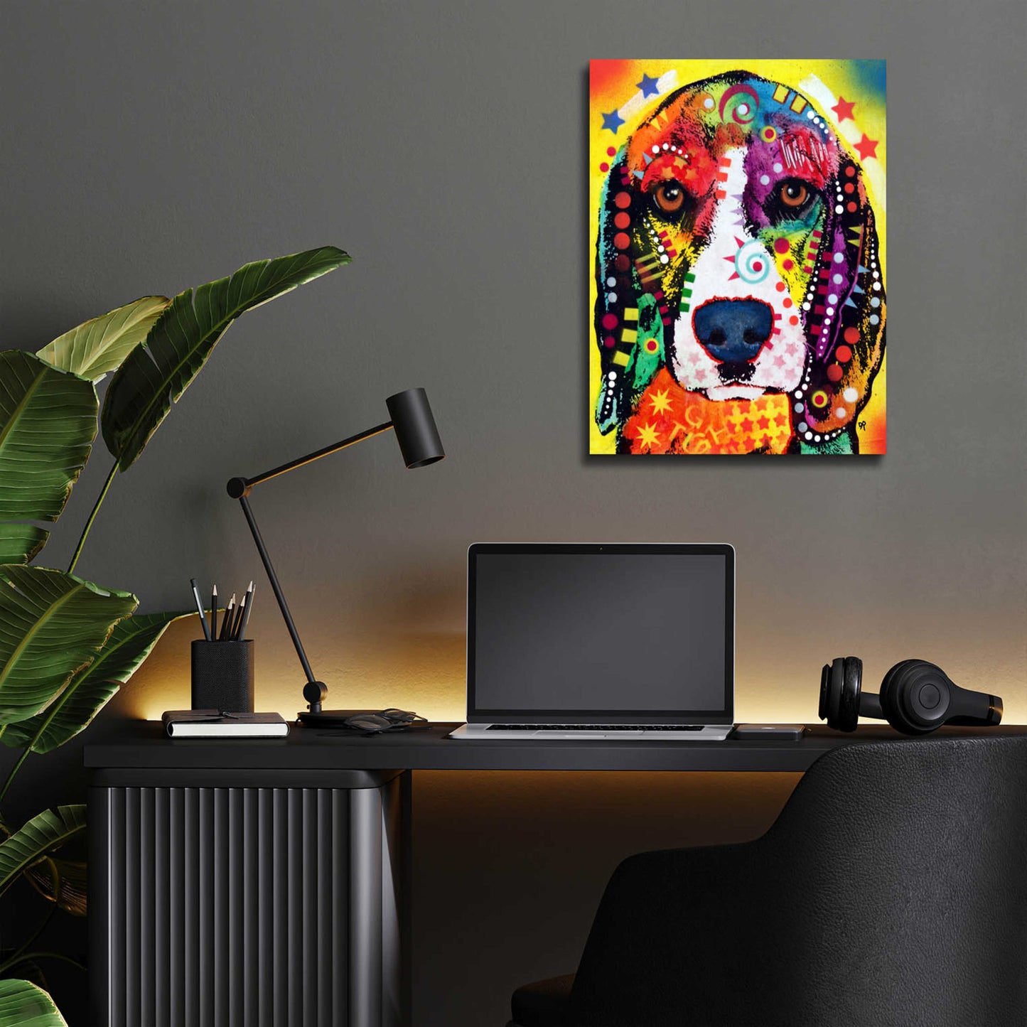 Epic Art 'Beagle Face' by Dean Russo, Acrylic Glass Wall Art,12x16