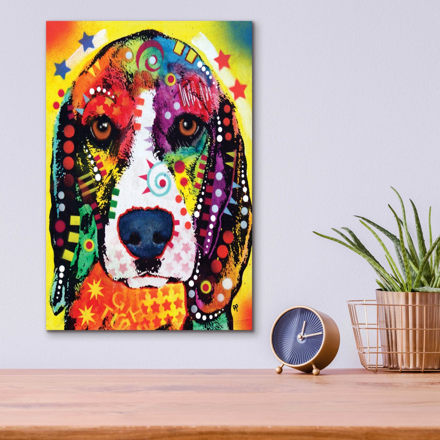 Epic Art 'Beagle Face' by Dean Russo, Acrylic Glass Wall Art,12x16