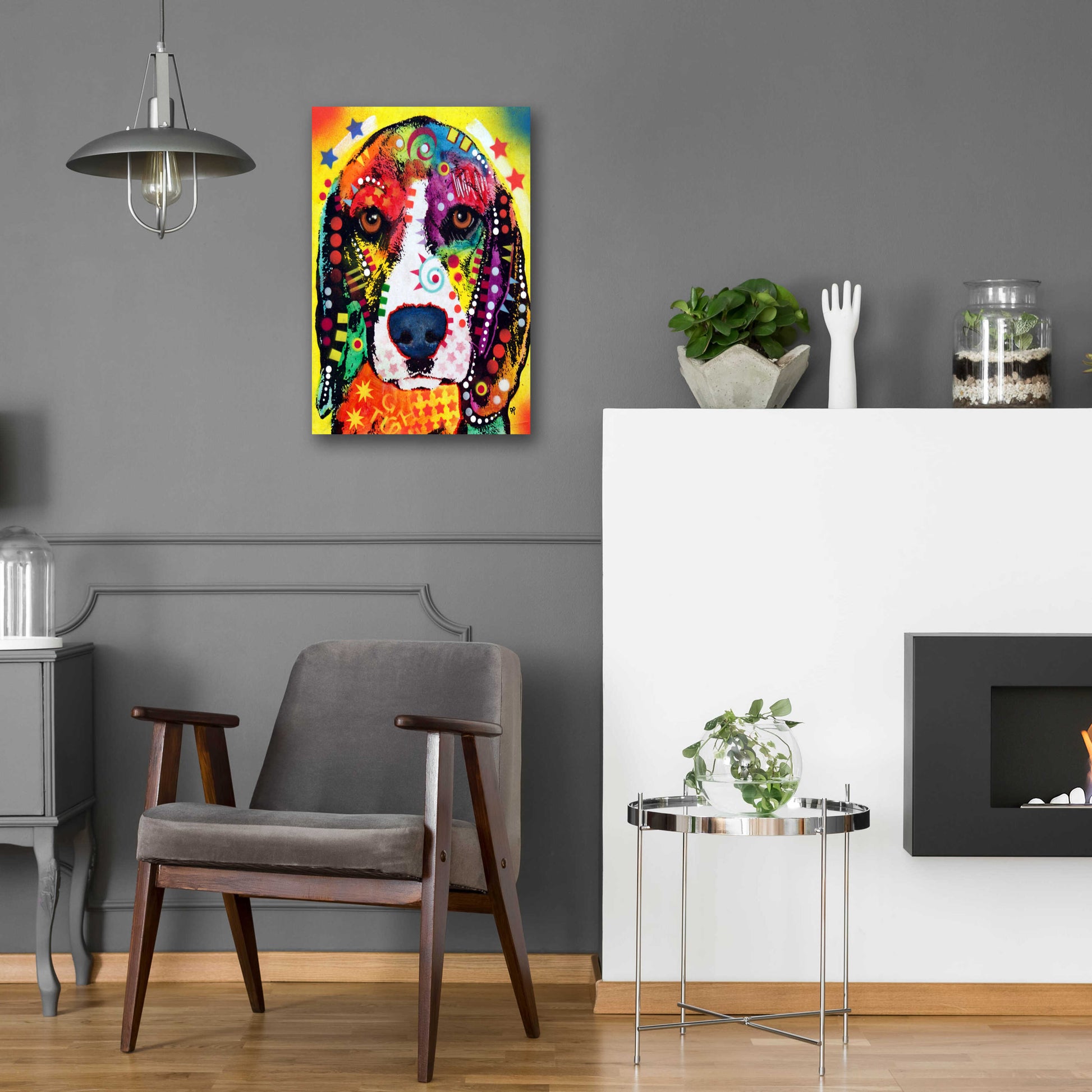 Epic Art 'Beagle Face' by Dean Russo, Acrylic Glass Wall Art,16x24