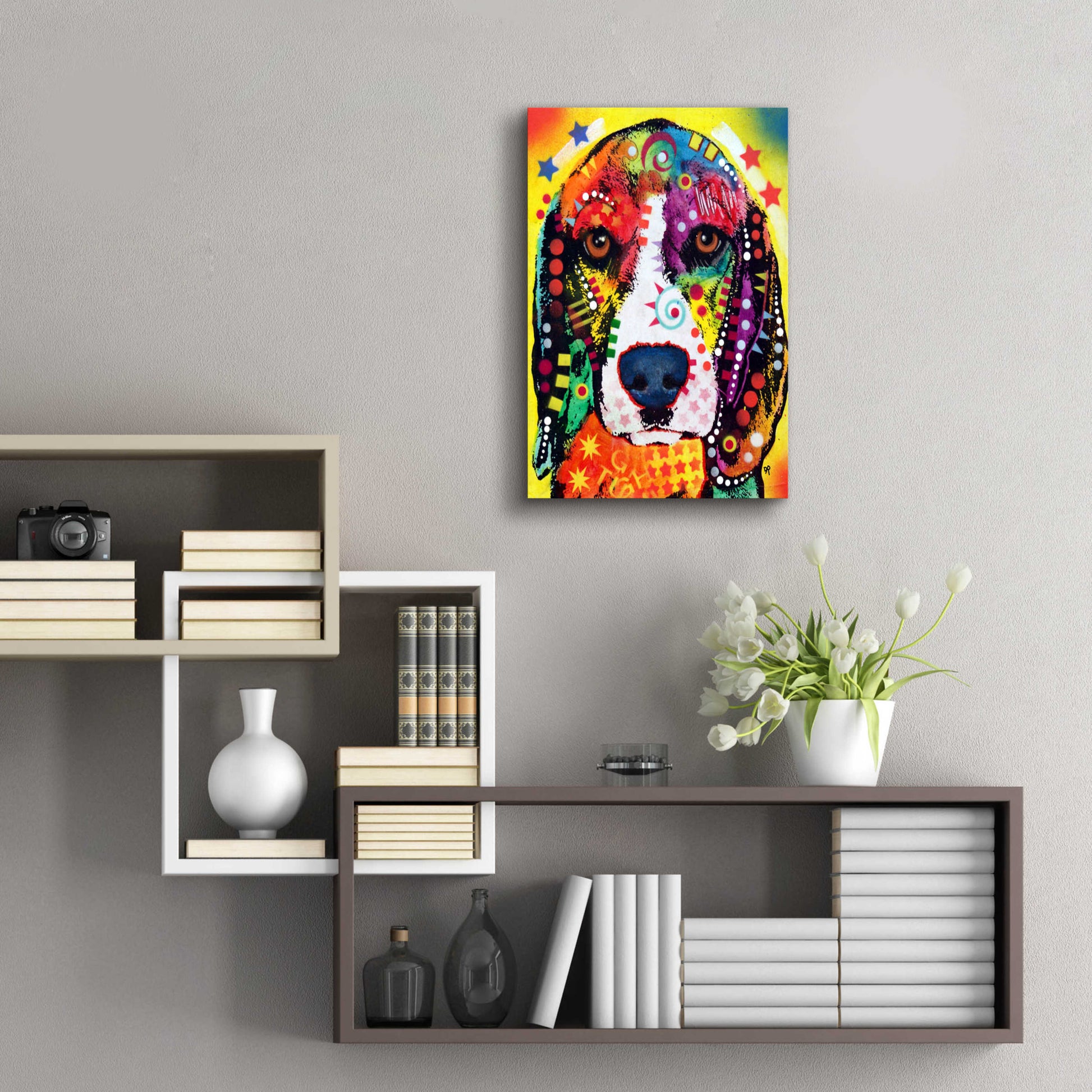 Epic Art 'Beagle Face' by Dean Russo, Acrylic Glass Wall Art,16x24