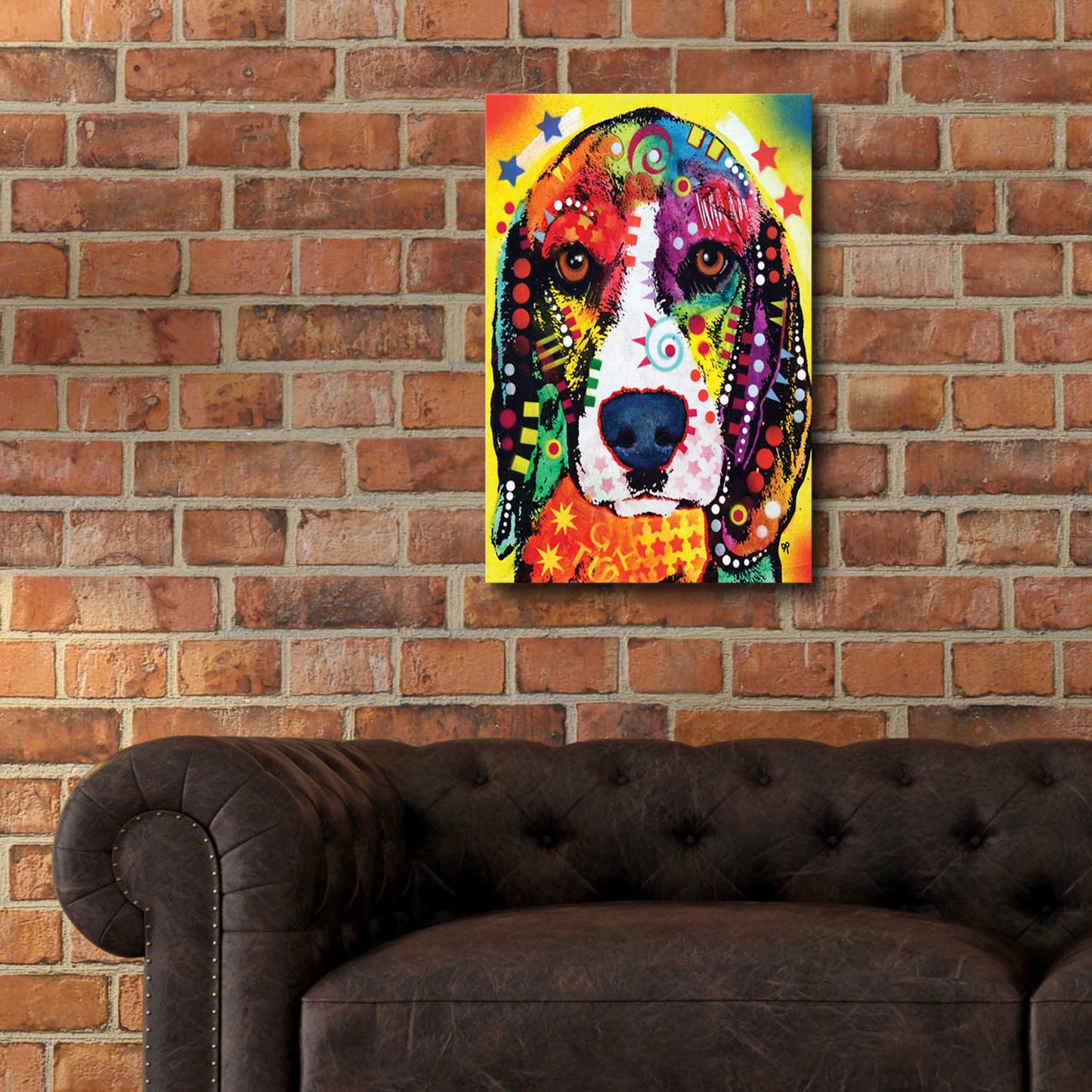 Epic Art 'Beagle Face' by Dean Russo, Acrylic Glass Wall Art,16x24