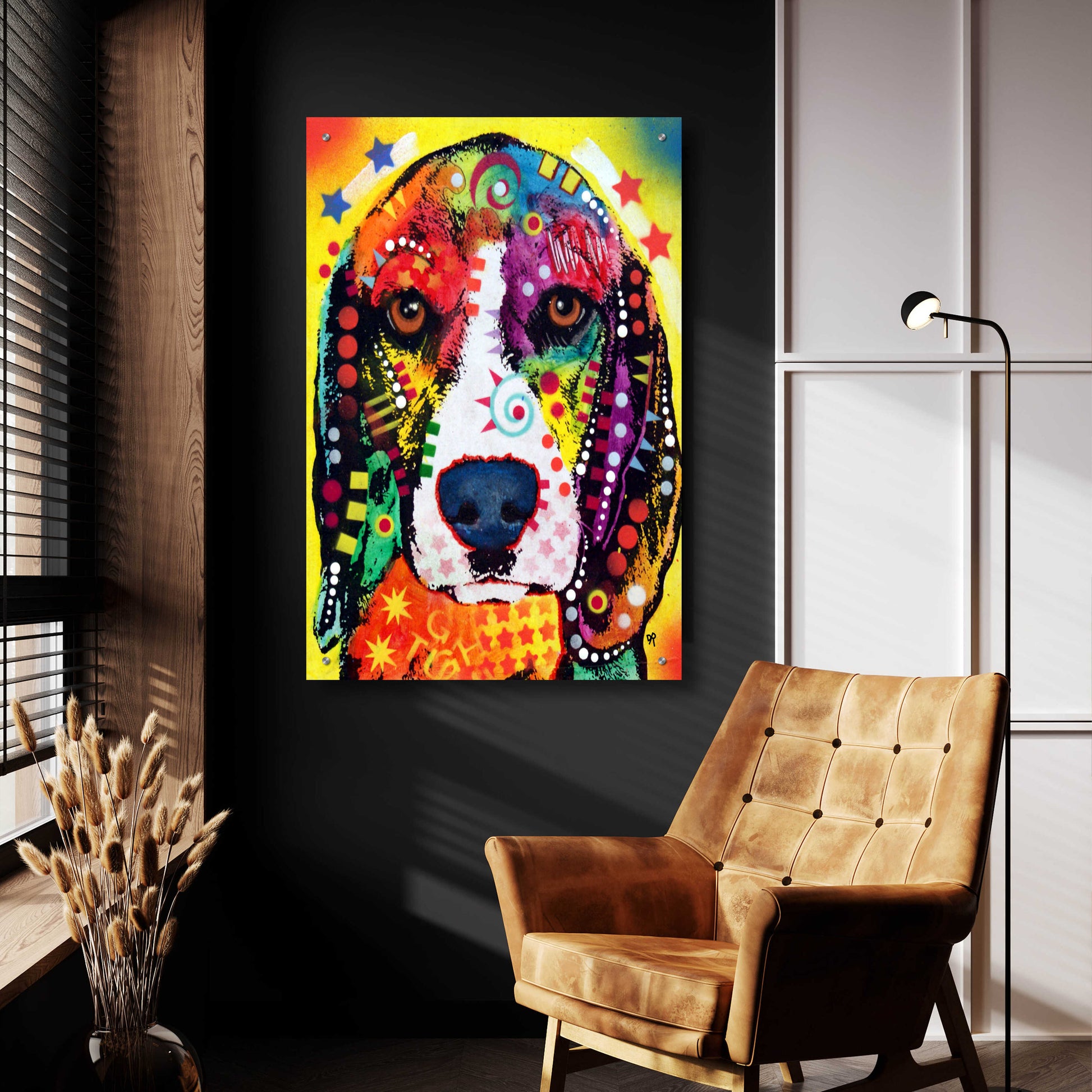 Epic Art 'Beagle Face' by Dean Russo, Acrylic Glass Wall Art,24x36