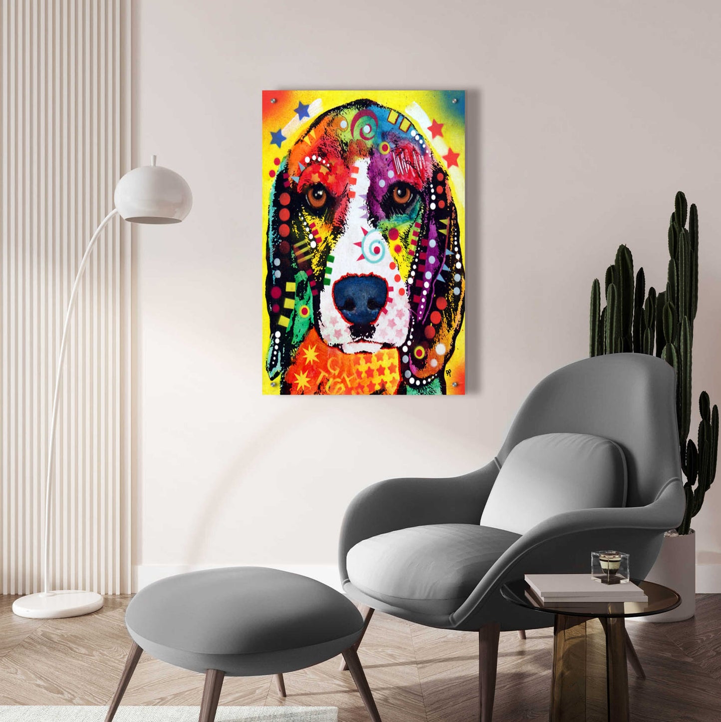 Epic Art 'Beagle Face' by Dean Russo, Acrylic Glass Wall Art,24x36