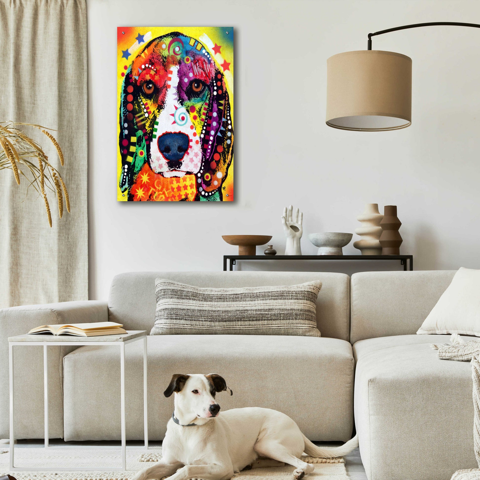 Epic Art 'Beagle Face' by Dean Russo, Acrylic Glass Wall Art,24x36