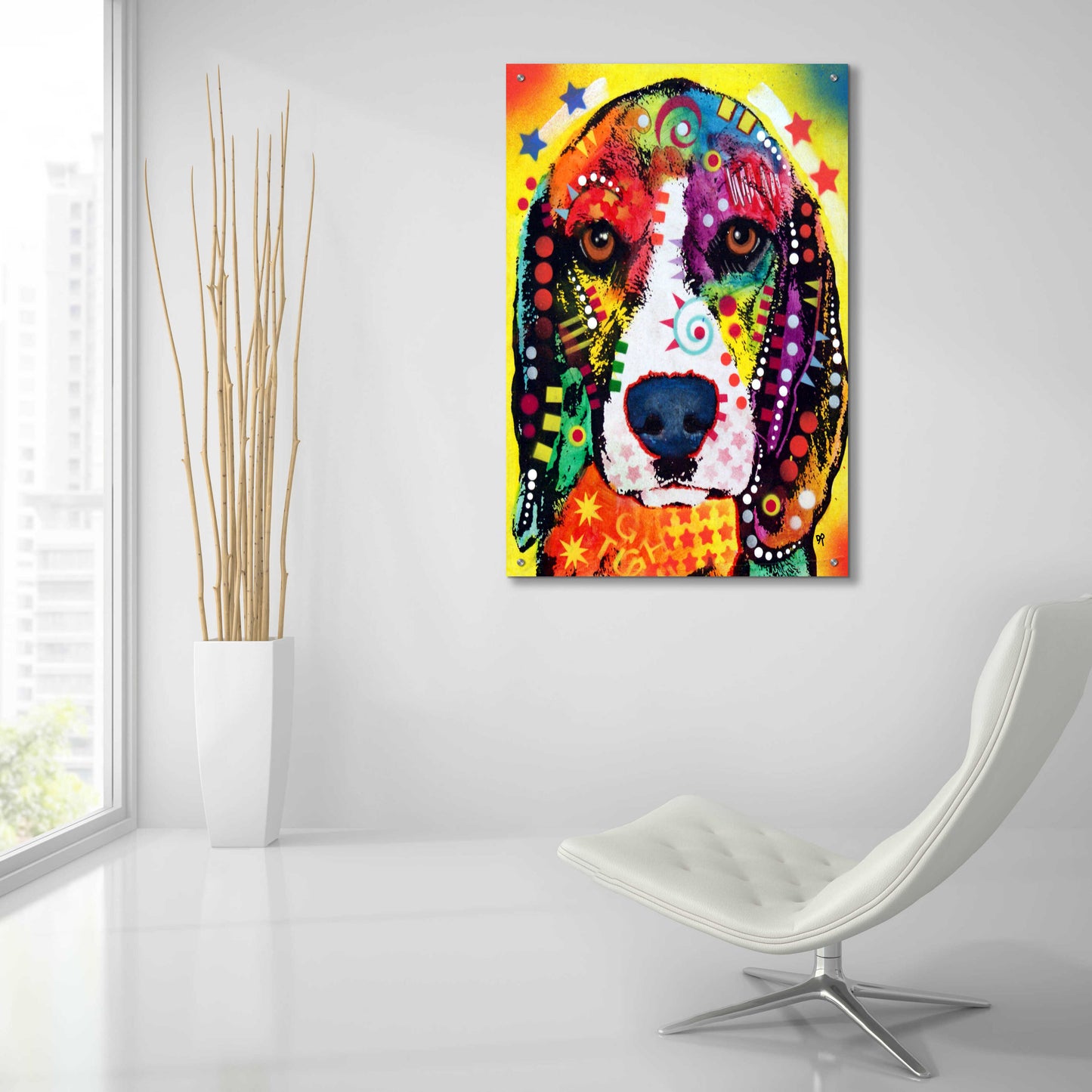 Epic Art 'Beagle Face' by Dean Russo, Acrylic Glass Wall Art,24x36