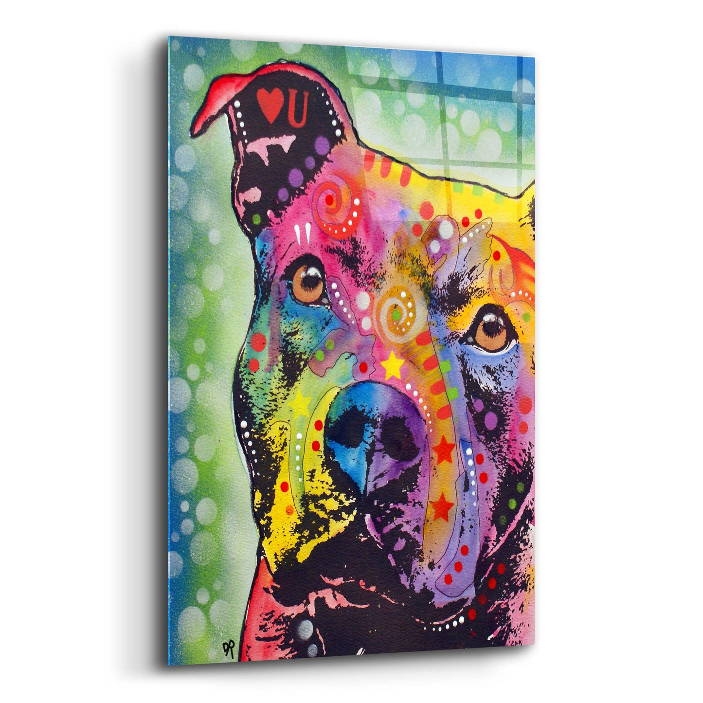 Epic Art 'Thoughtful Pit Bull White Bubble' by Dean Russo, Acrylic Glass Wall Art,12x16