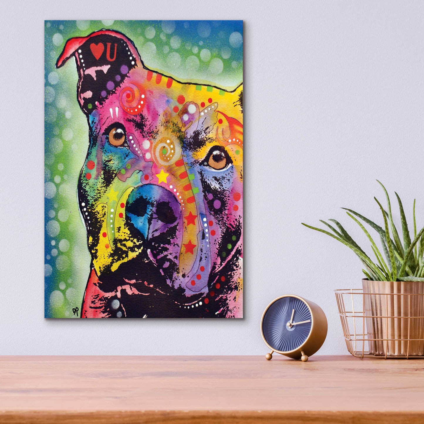 Epic Art 'Thoughtful Pit Bull White Bubble' by Dean Russo, Acrylic Glass Wall Art,12x16