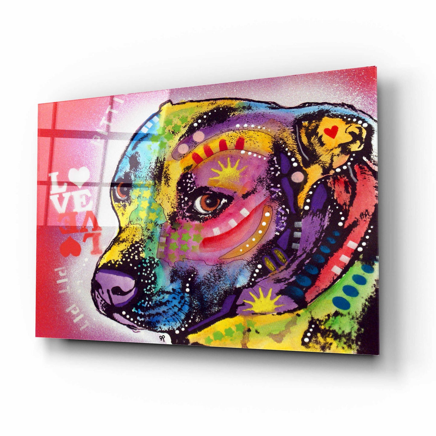 Epic Art 'Gratitude Pit Bull Pittie Love ' by Dean Russo, Acrylic Glass Wall Art,16x12