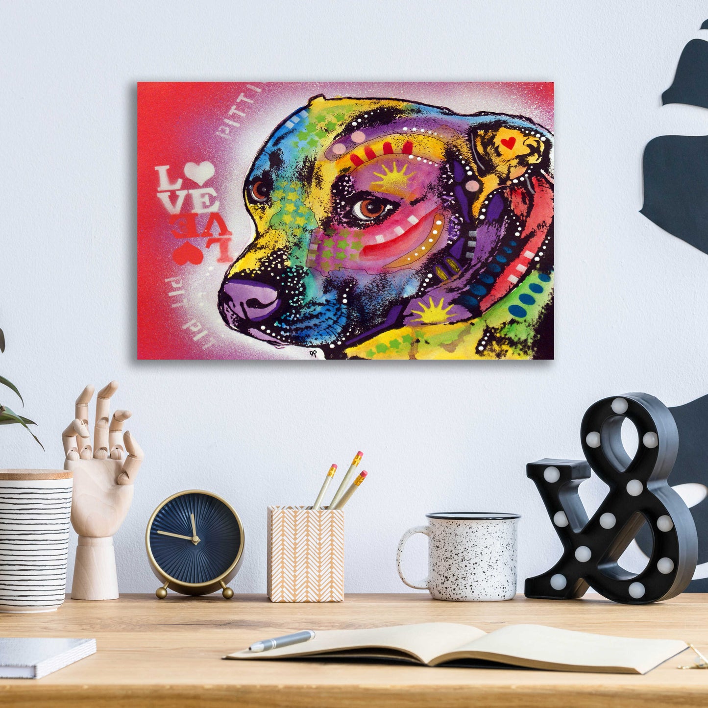 Epic Art 'Gratitude Pit Bull Pittie Love ' by Dean Russo, Acrylic Glass Wall Art,16x12