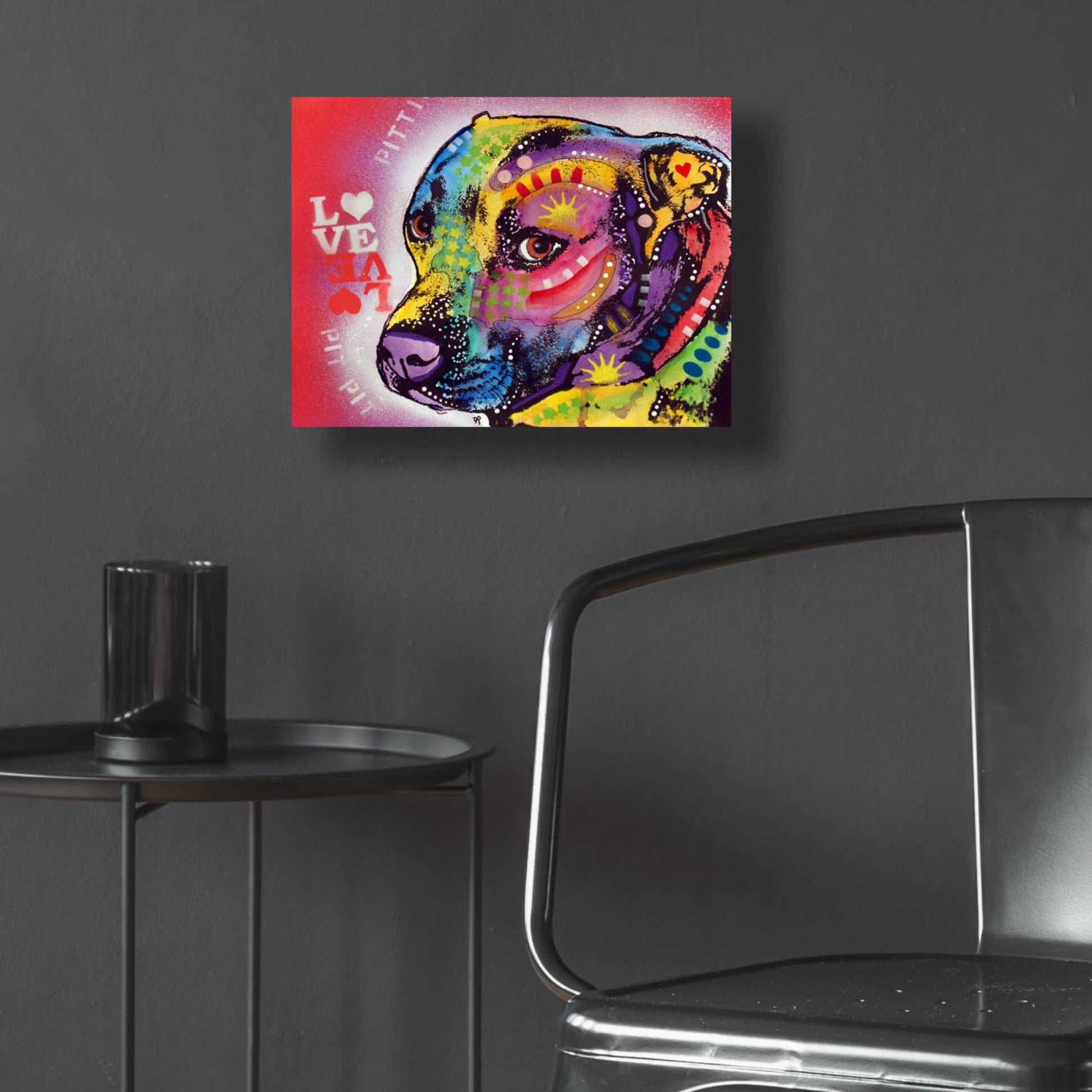 Epic Art 'Gratitude Pit Bull Pittie Love ' by Dean Russo, Acrylic Glass Wall Art,16x12