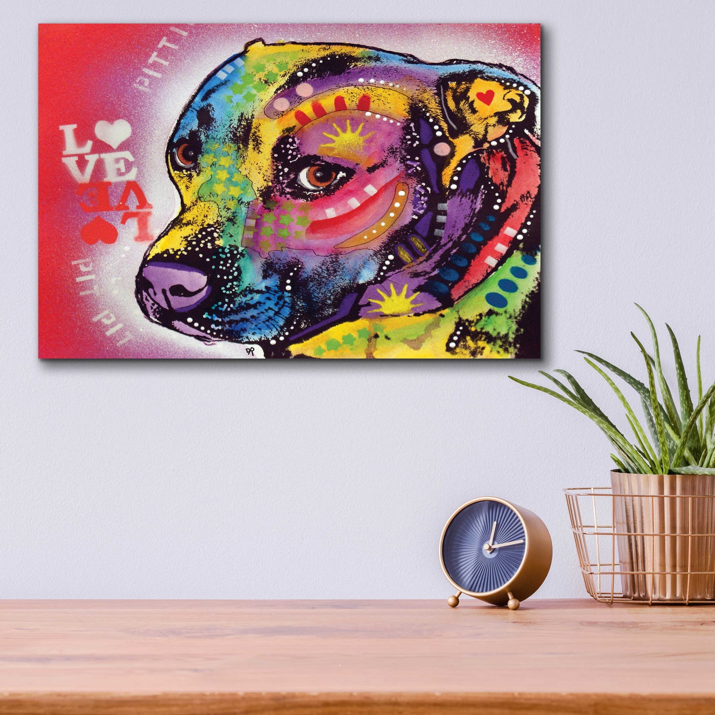 Epic Art 'Gratitude Pit Bull Pittie Love ' by Dean Russo, Acrylic Glass Wall Art,16x12