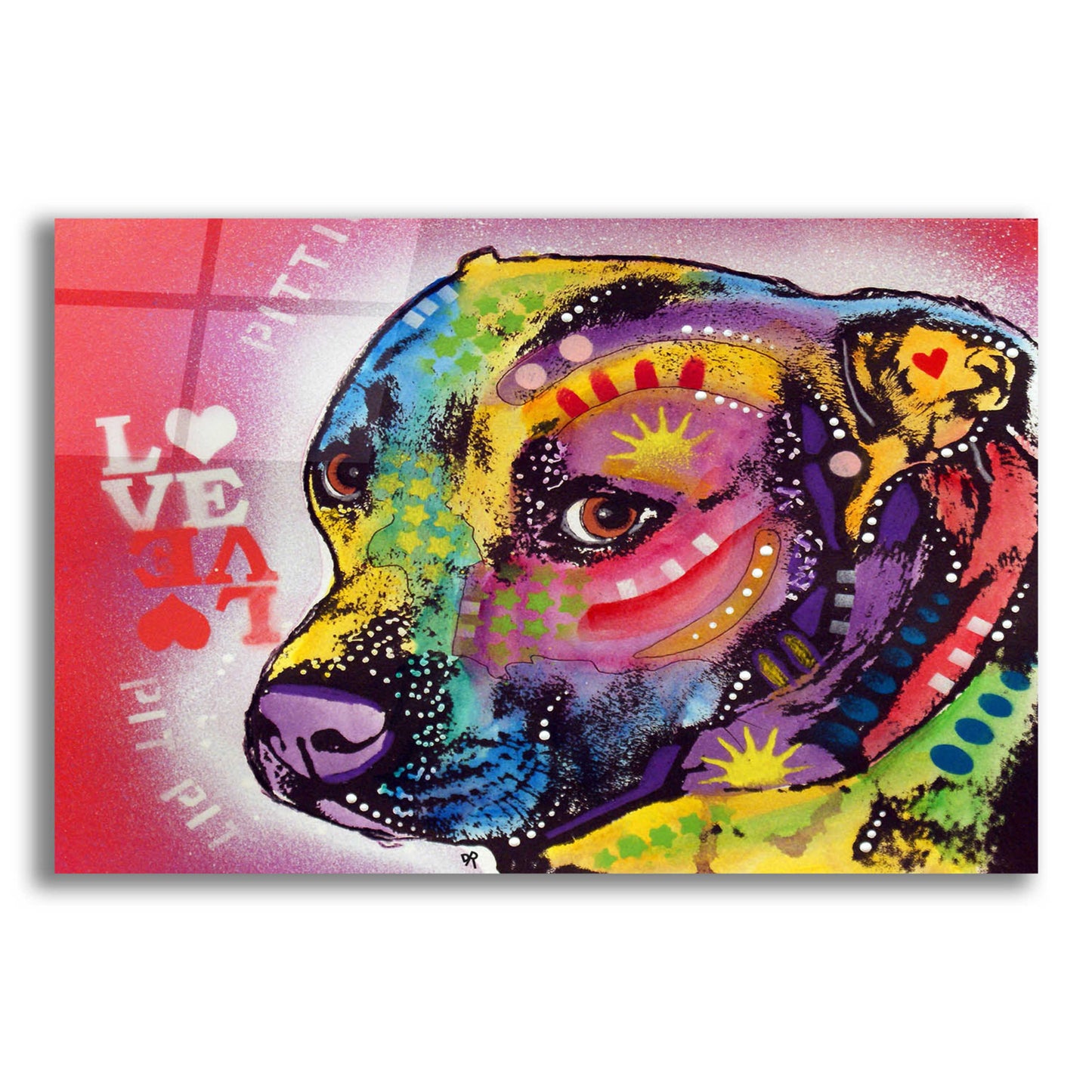 Epic Art 'Gratitude Pit Bull Pittie Love ' by Dean Russo, Acrylic Glass Wall Art,16x12