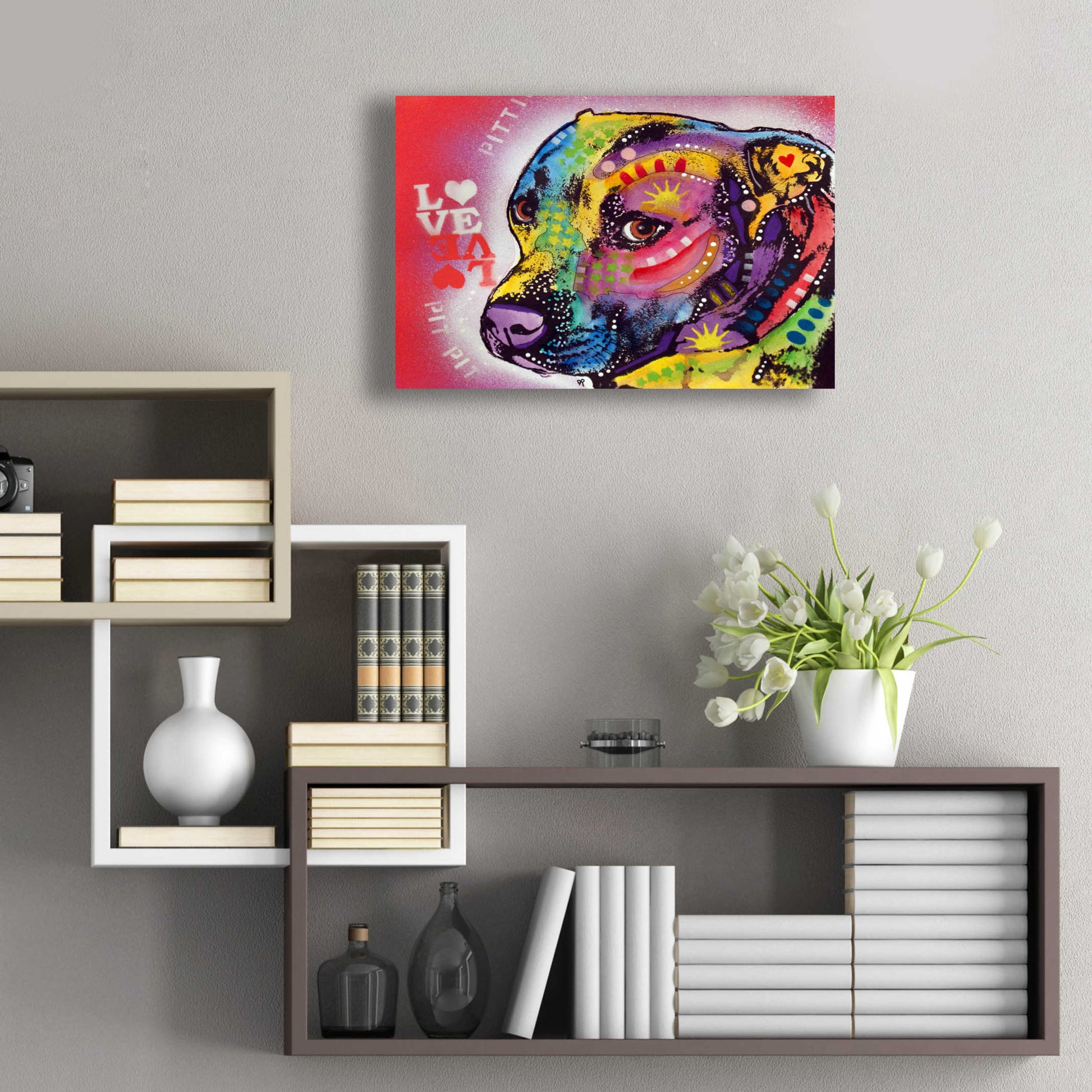 Epic Art 'Gratitude Pit Bull Pittie Love ' by Dean Russo, Acrylic Glass Wall Art,24x16