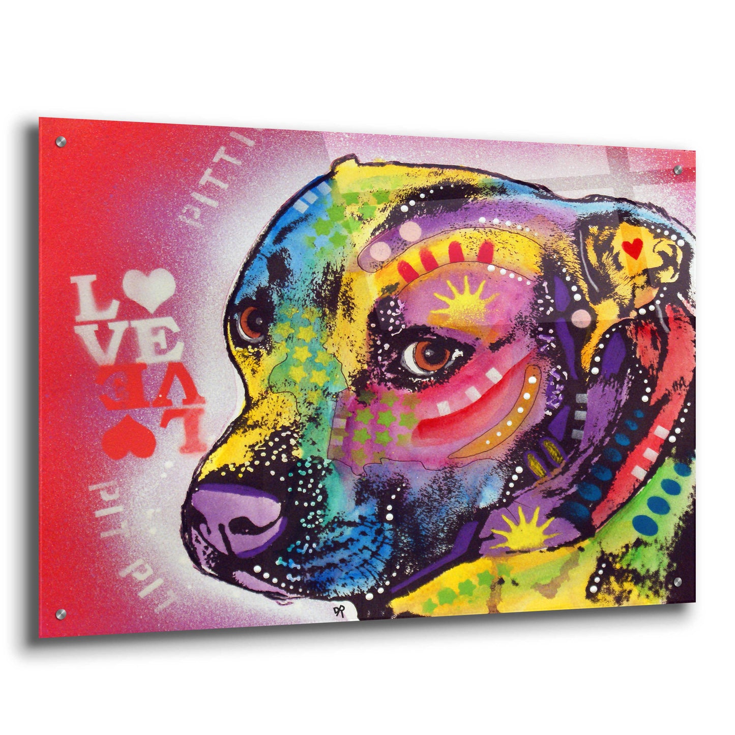 Epic Art 'Gratitude Pit Bull Pittie Love ' by Dean Russo, Acrylic Glass Wall Art,36x24