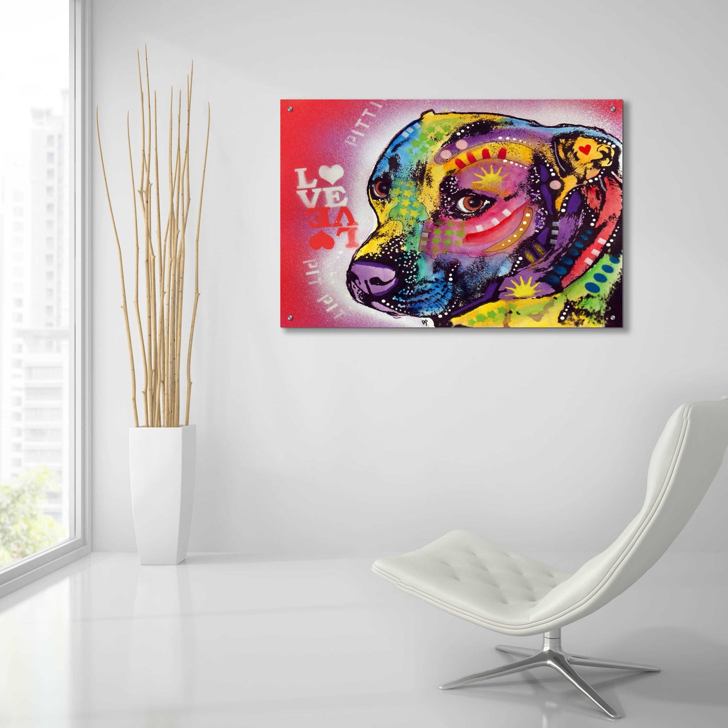 Epic Art 'Gratitude Pit Bull Pittie Love ' by Dean Russo, Acrylic Glass Wall Art,36x24