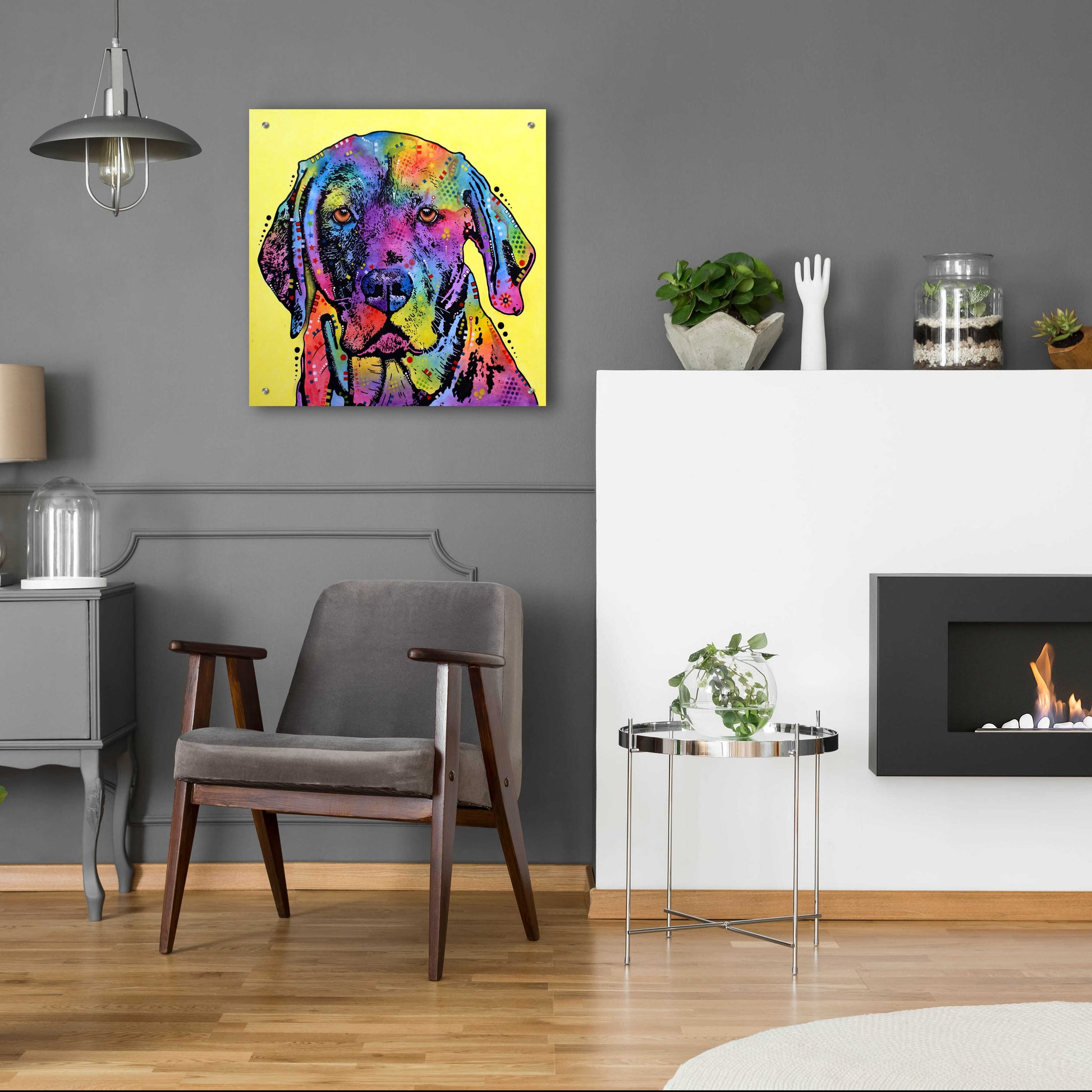 Epic Art 'Fixate Labrador' by Dean Russo, Acrylic Glass Wall Art,24x24