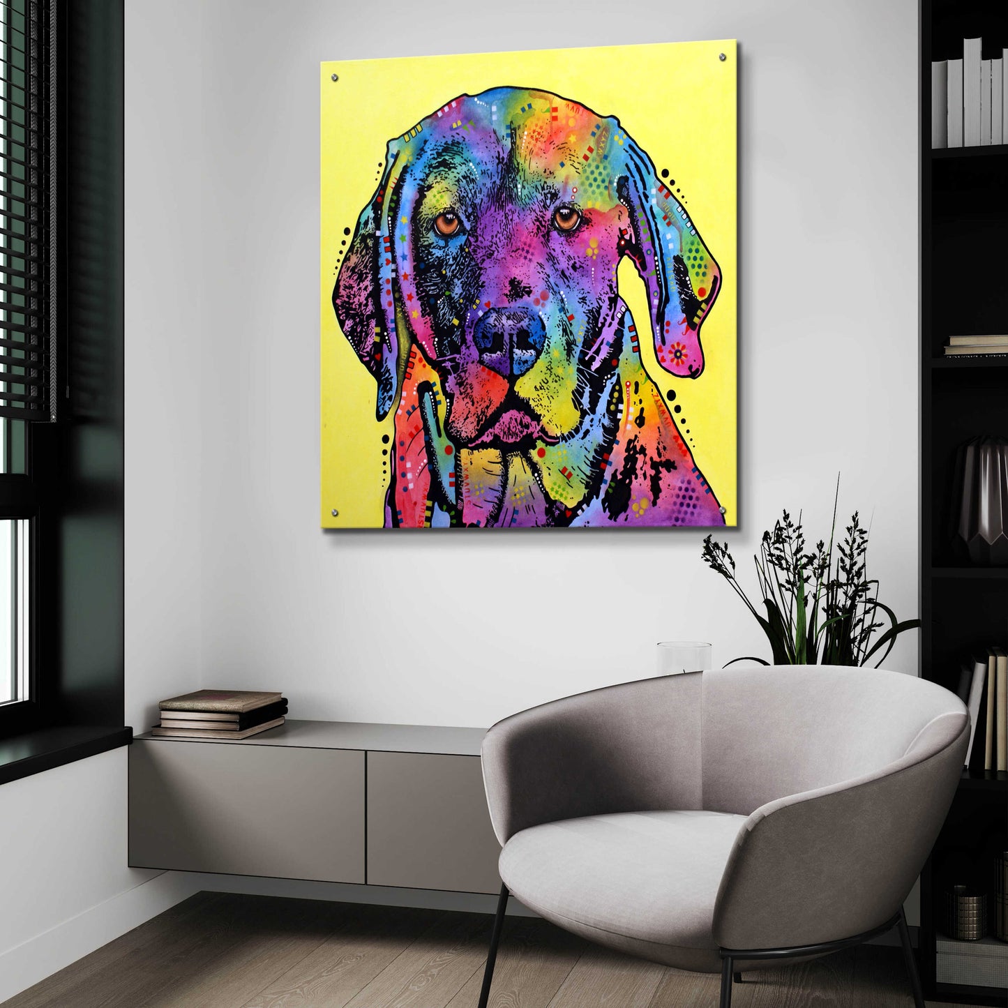 Epic Art 'Fixate Labrador' by Dean Russo, Acrylic Glass Wall Art,36x36