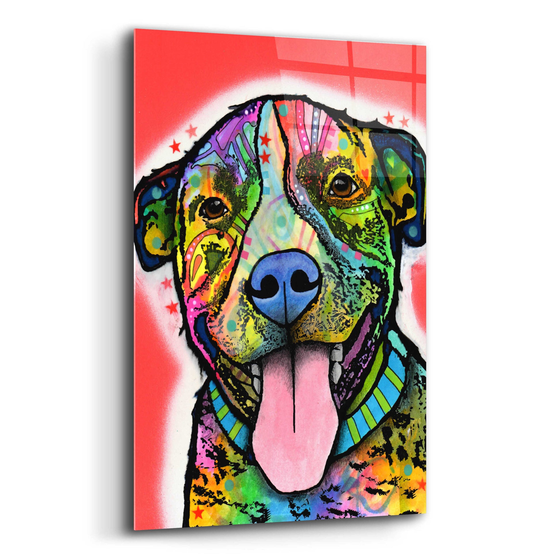 Epic Art 'Smiling Pit Bull zoey' by Dean Russo, Acrylic Glass Wall Art,12x16