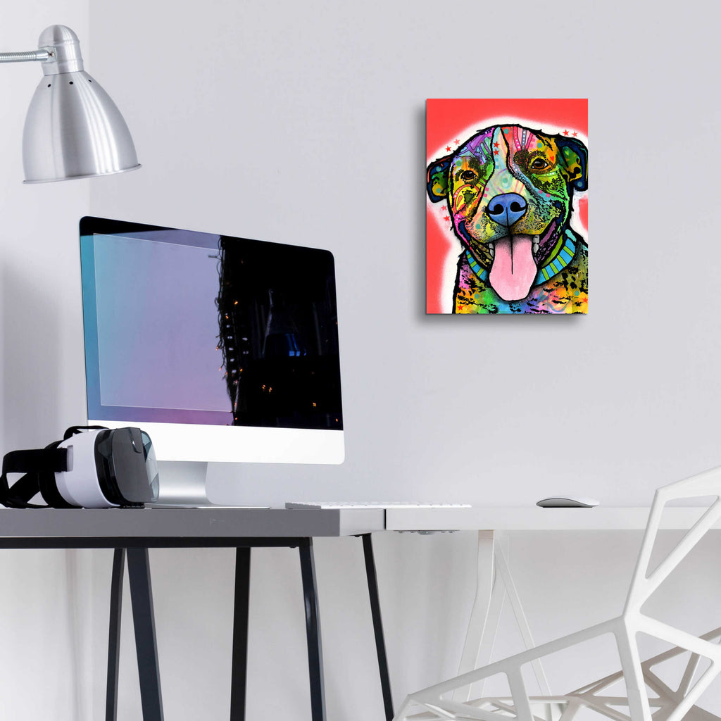 Epic Art 'Smiling Pit Bull zoey' by Dean Russo, Acrylic Glass Wall Art,12x16