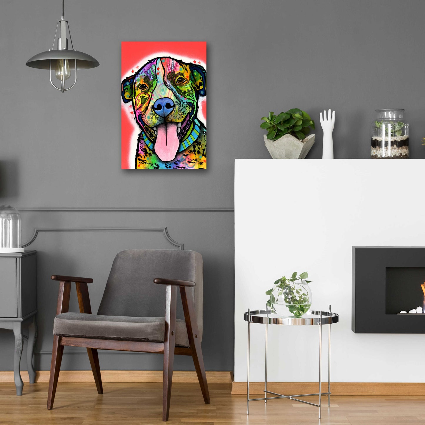 Epic Art 'Smiling Pit Bull zoey' by Dean Russo, Acrylic Glass Wall Art,16x24