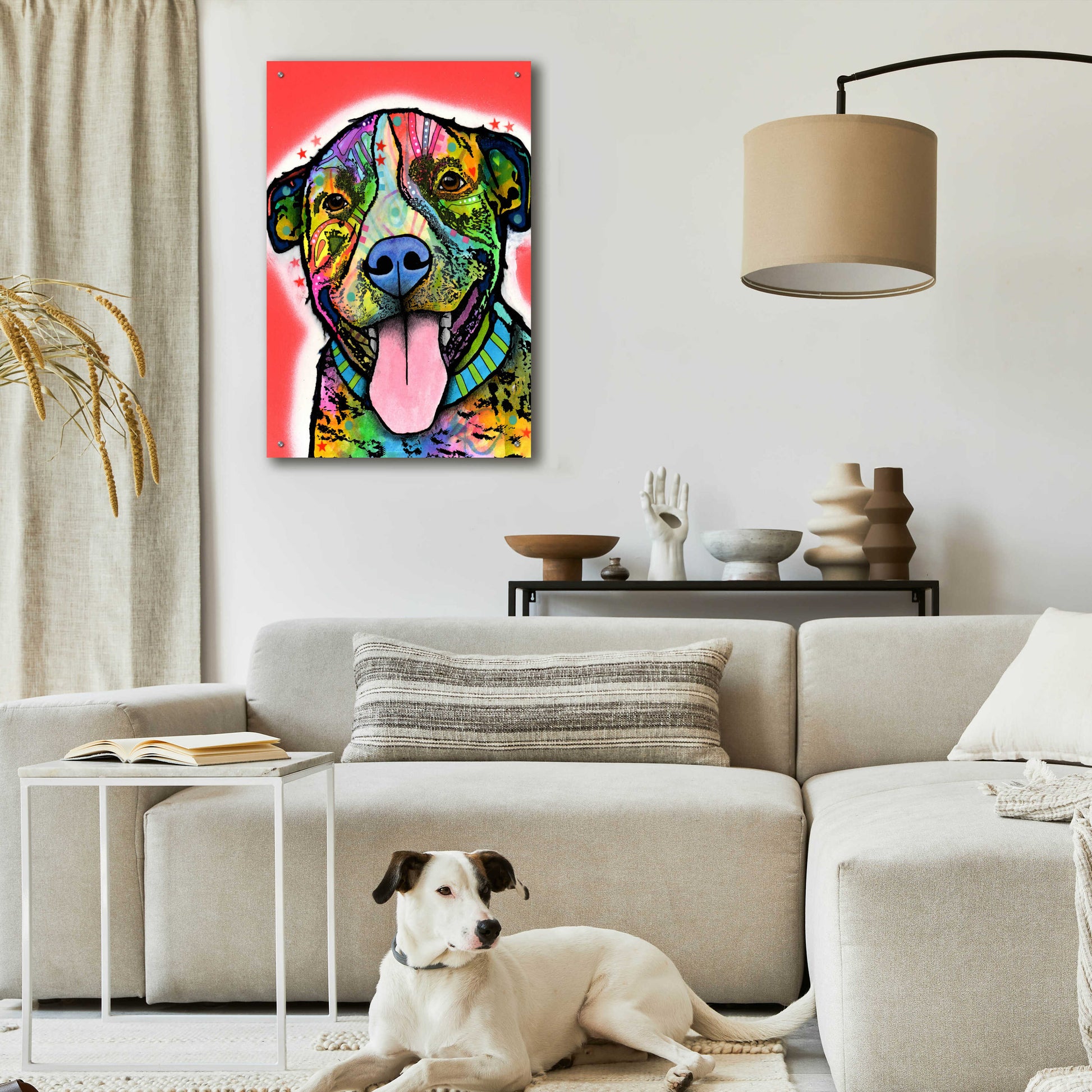 Epic Art 'Smiling Pit Bull zoey' by Dean Russo, Acrylic Glass Wall Art,24x36