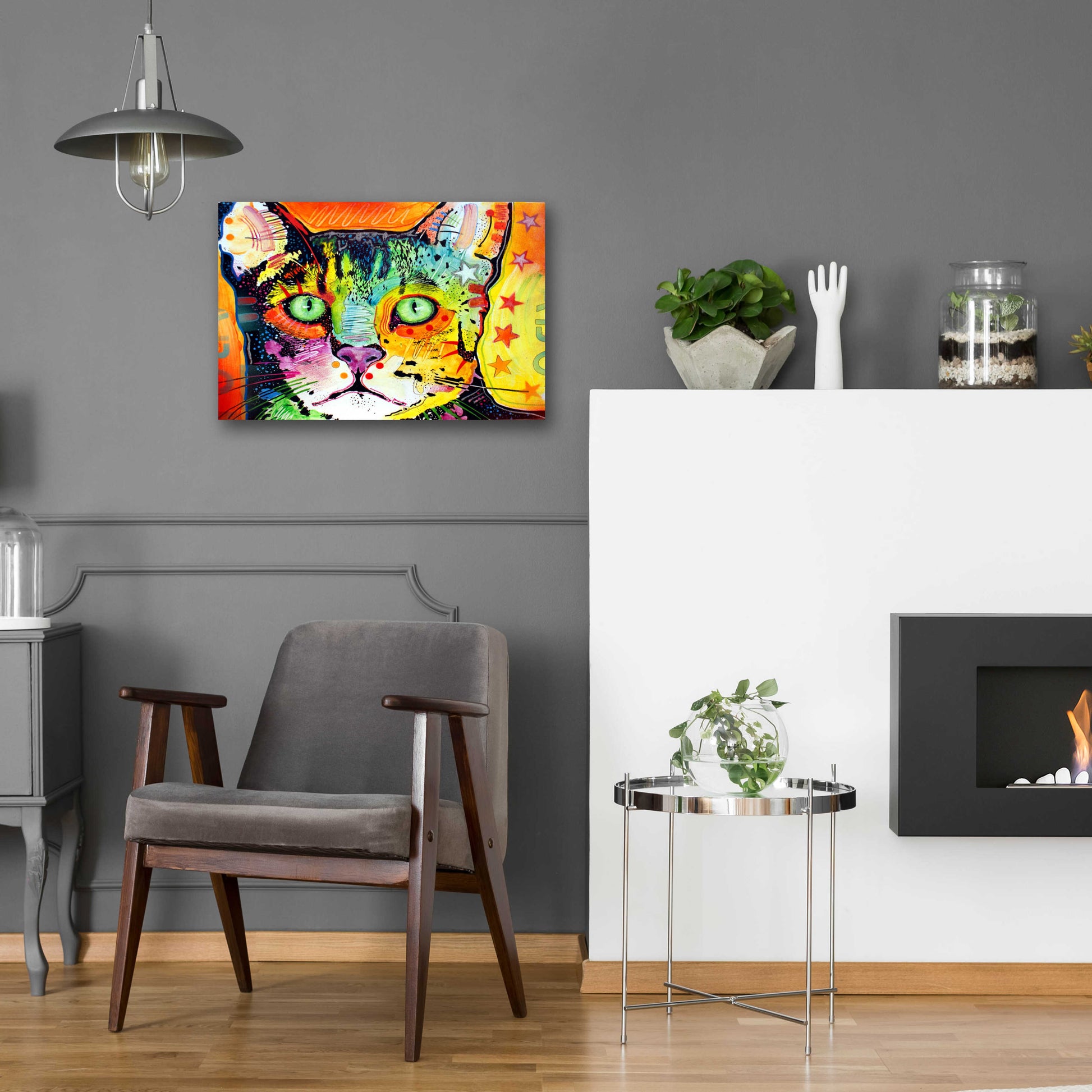 Epic Art 'Straight Cat' by Dean Russo, Acrylic Glass Wall Art,24x16