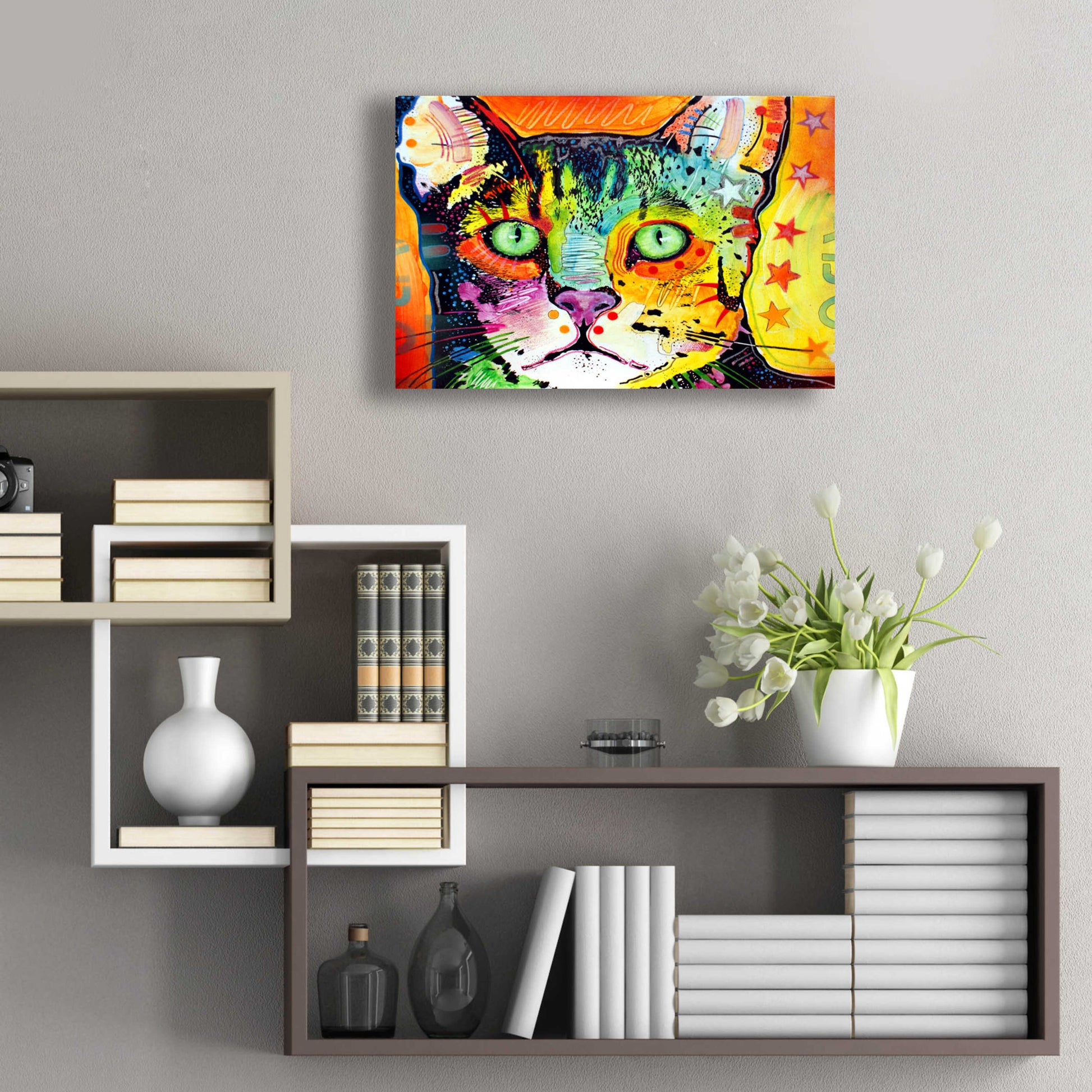 Epic Art 'Straight Cat' by Dean Russo, Acrylic Glass Wall Art,24x16