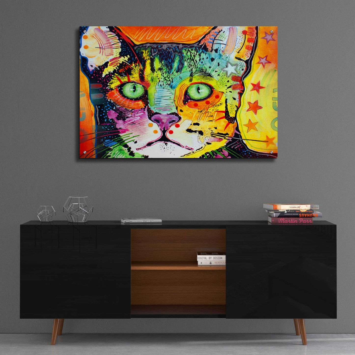 Epic Art 'Straight Cat' by Dean Russo, Acrylic Glass Wall Art,36x24