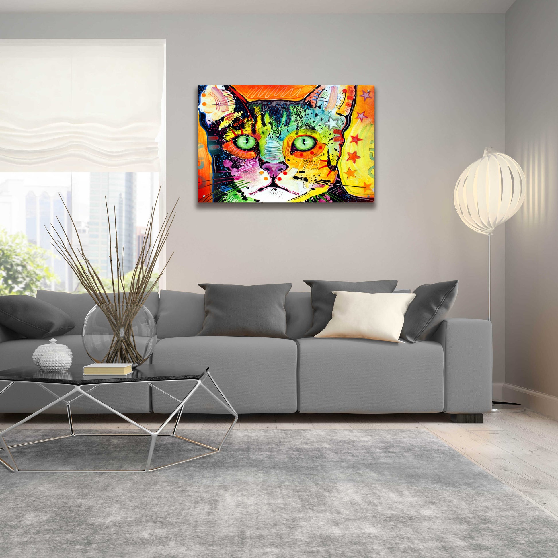 Epic Art 'Straight Cat' by Dean Russo, Acrylic Glass Wall Art,36x24