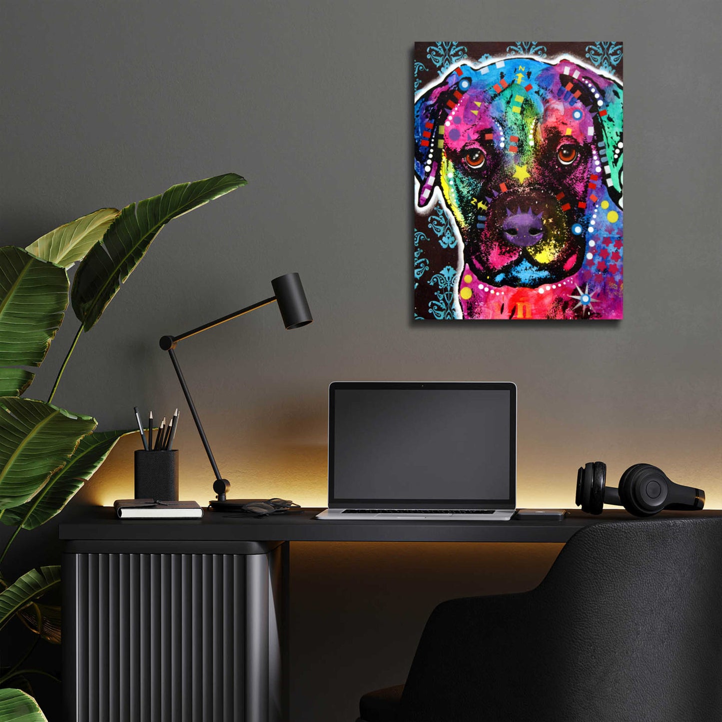 Epic Art 'Young Bullmastiff' by Dean Russo, Acrylic Glass Wall Art,12x16