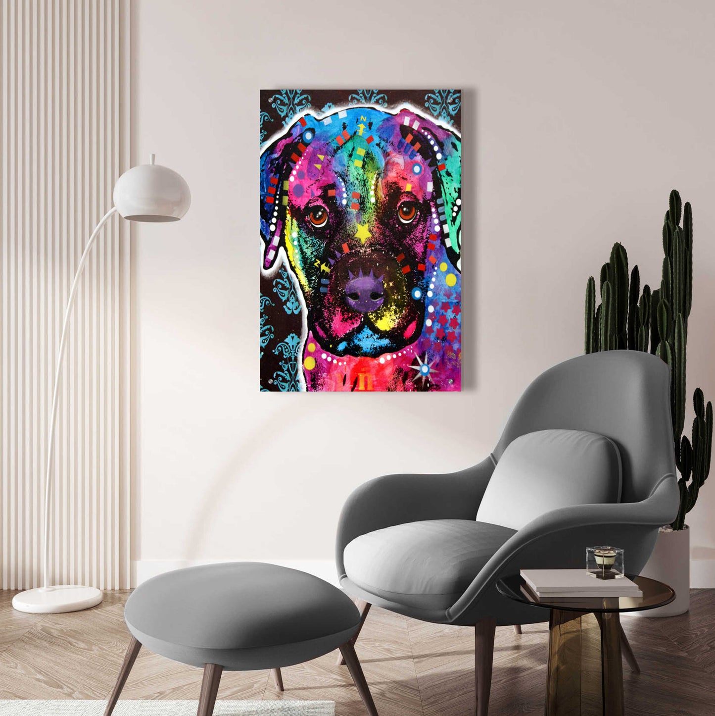 Epic Art 'Young Bullmastiff' by Dean Russo, Acrylic Glass Wall Art,24x36