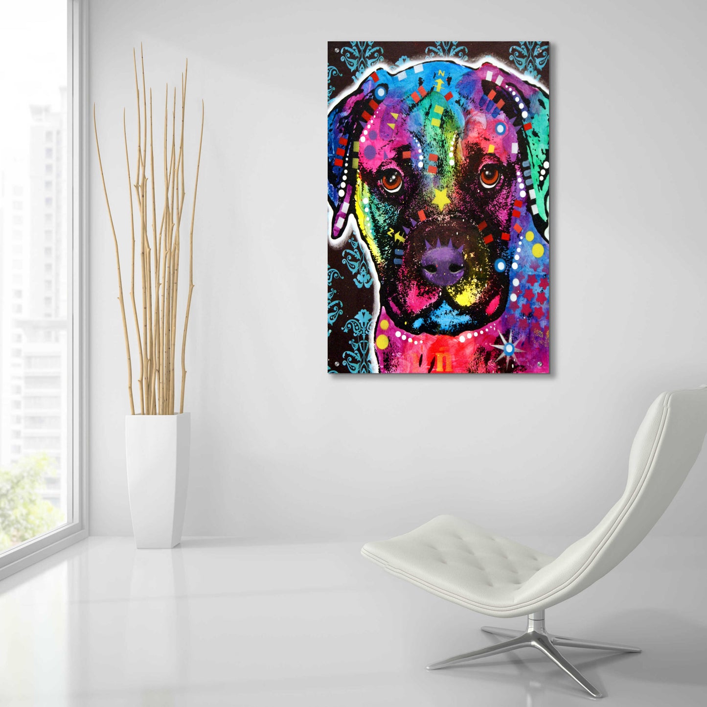 Epic Art 'Young Bullmastiff' by Dean Russo, Acrylic Glass Wall Art,24x36