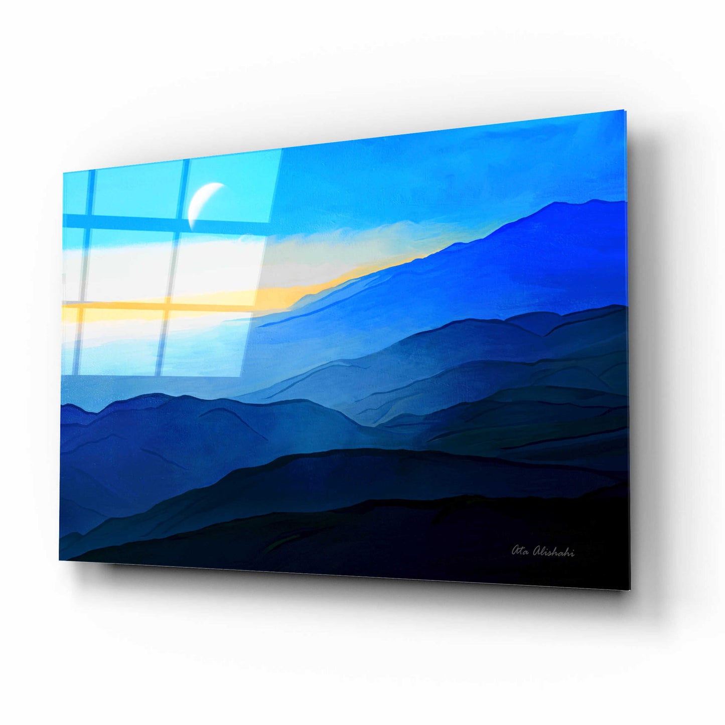 Epic Art 'Blue Mountains' by Ata Alishahi, Acrylic Glass Wall Art,16x12