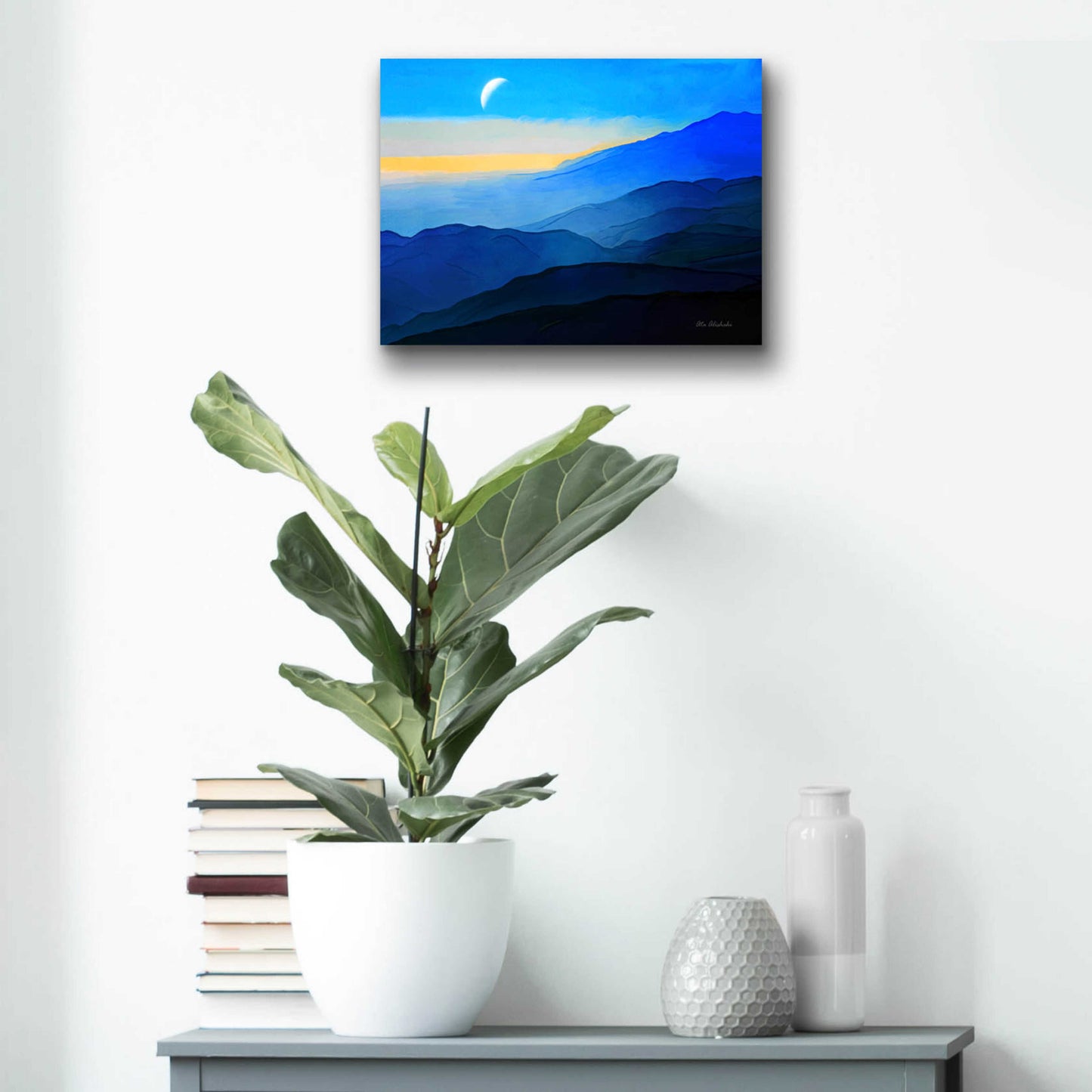 Epic Art 'Blue Mountains' by Ata Alishahi, Acrylic Glass Wall Art,16x12