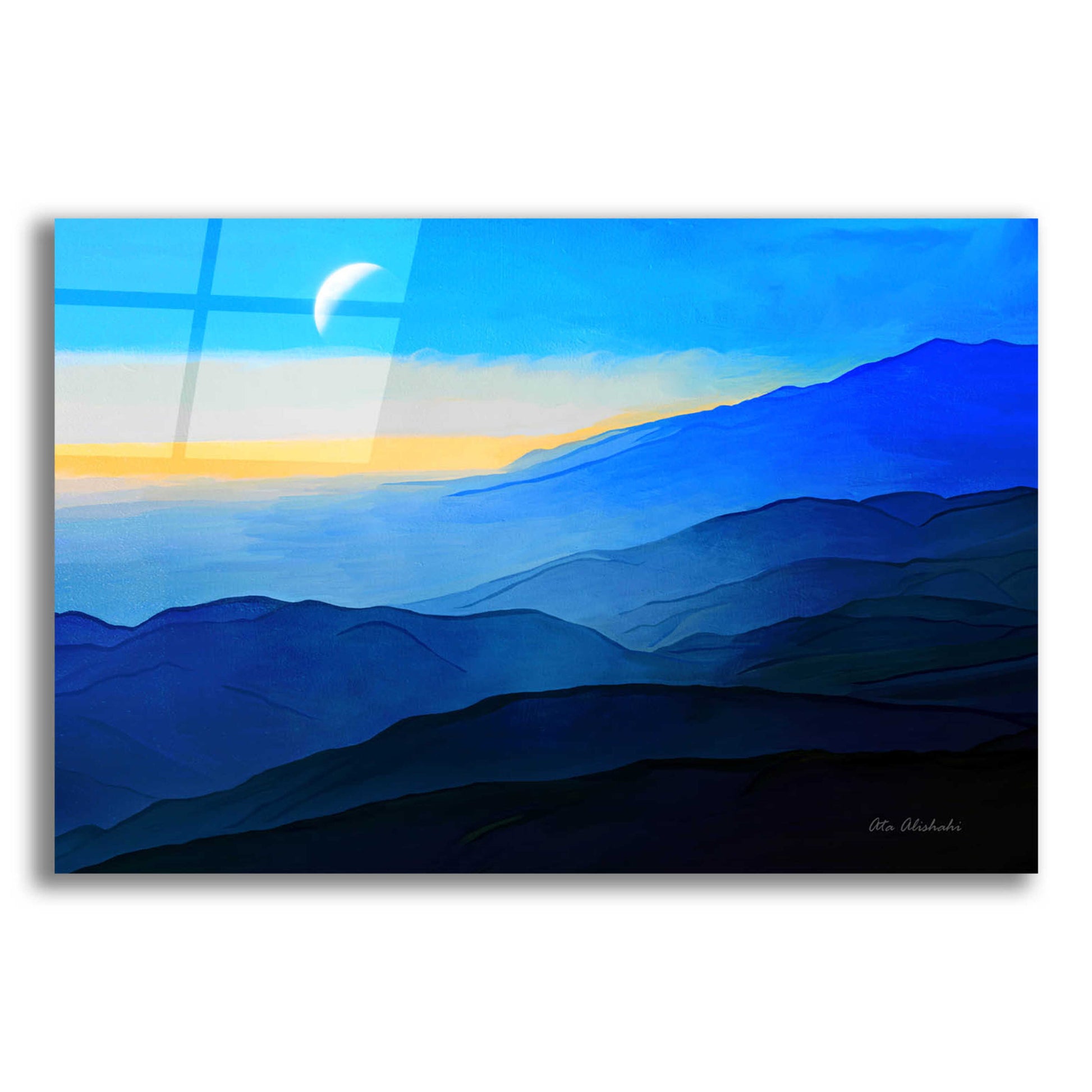 Epic Art 'Blue Mountains' by Ata Alishahi, Acrylic Glass Wall Art,16x12