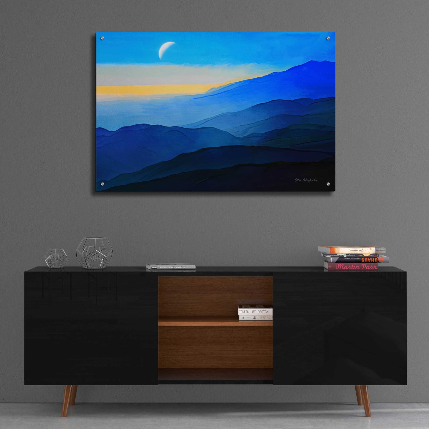 Epic Art 'Blue Mountains' by Ata Alishahi, Acrylic Glass Wall Art,36x24