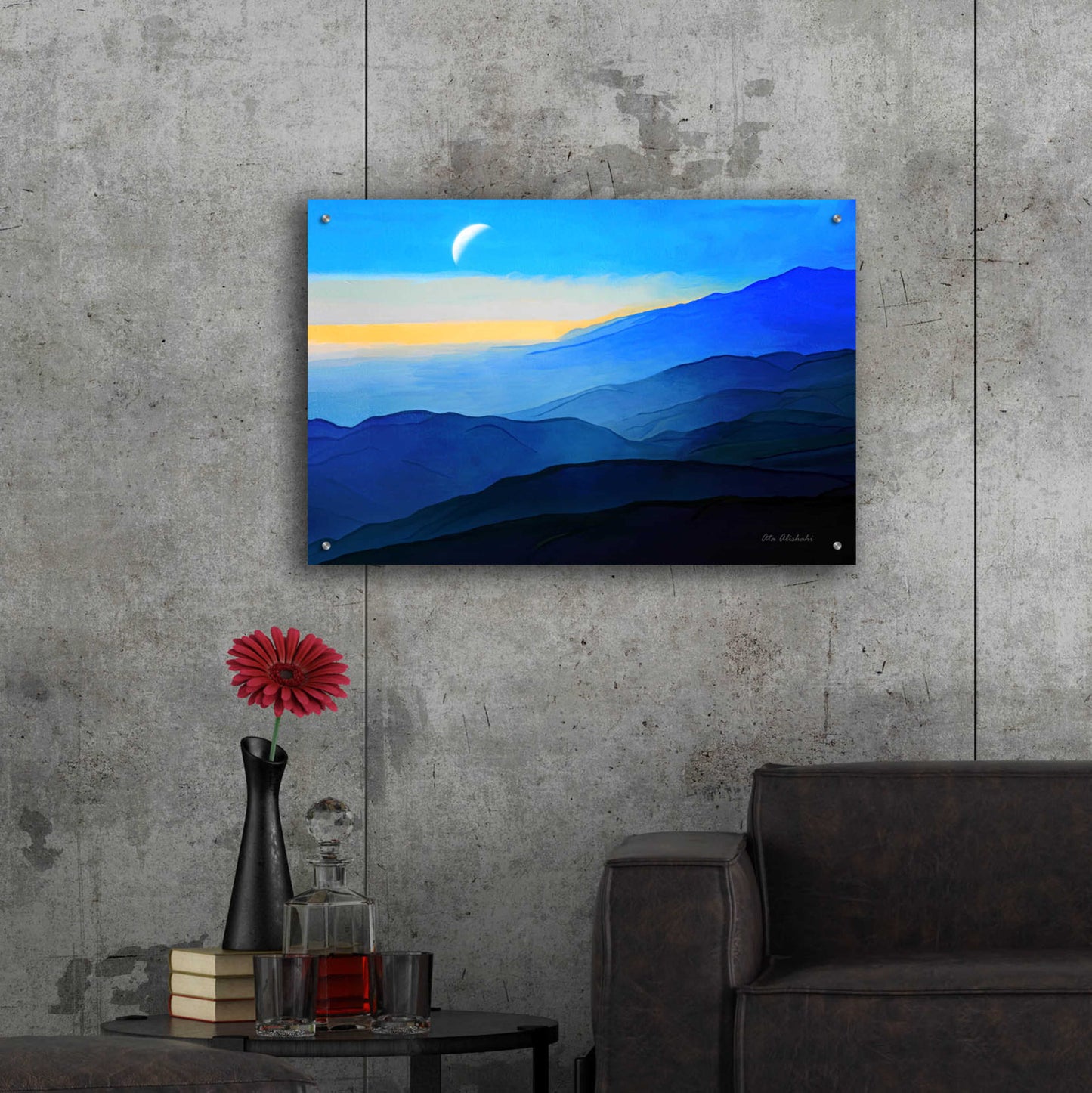 Epic Art 'Blue Mountains' by Ata Alishahi, Acrylic Glass Wall Art,36x24