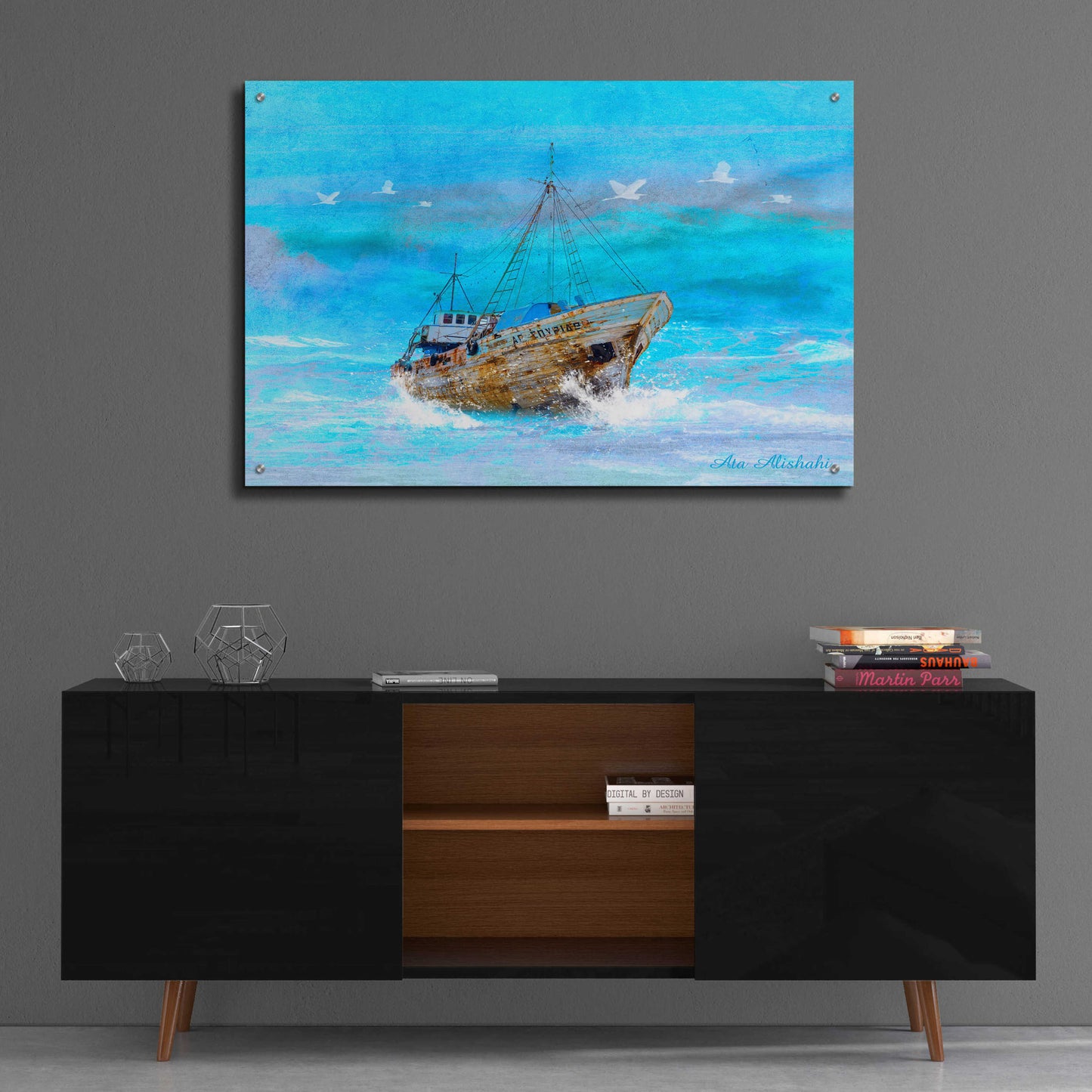 Epic Art 'Blue Sea' by Ata Alishahi, Acrylic Glass Wall Art,36x24