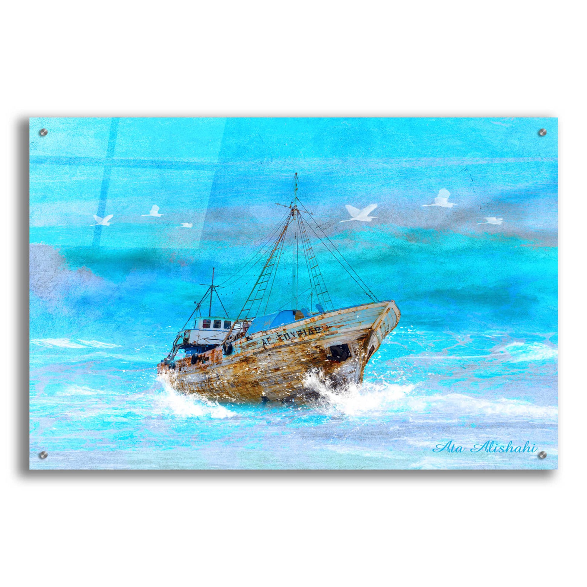 Epic Art 'Blue Sea' by Ata Alishahi, Acrylic Glass Wall Art,36x24