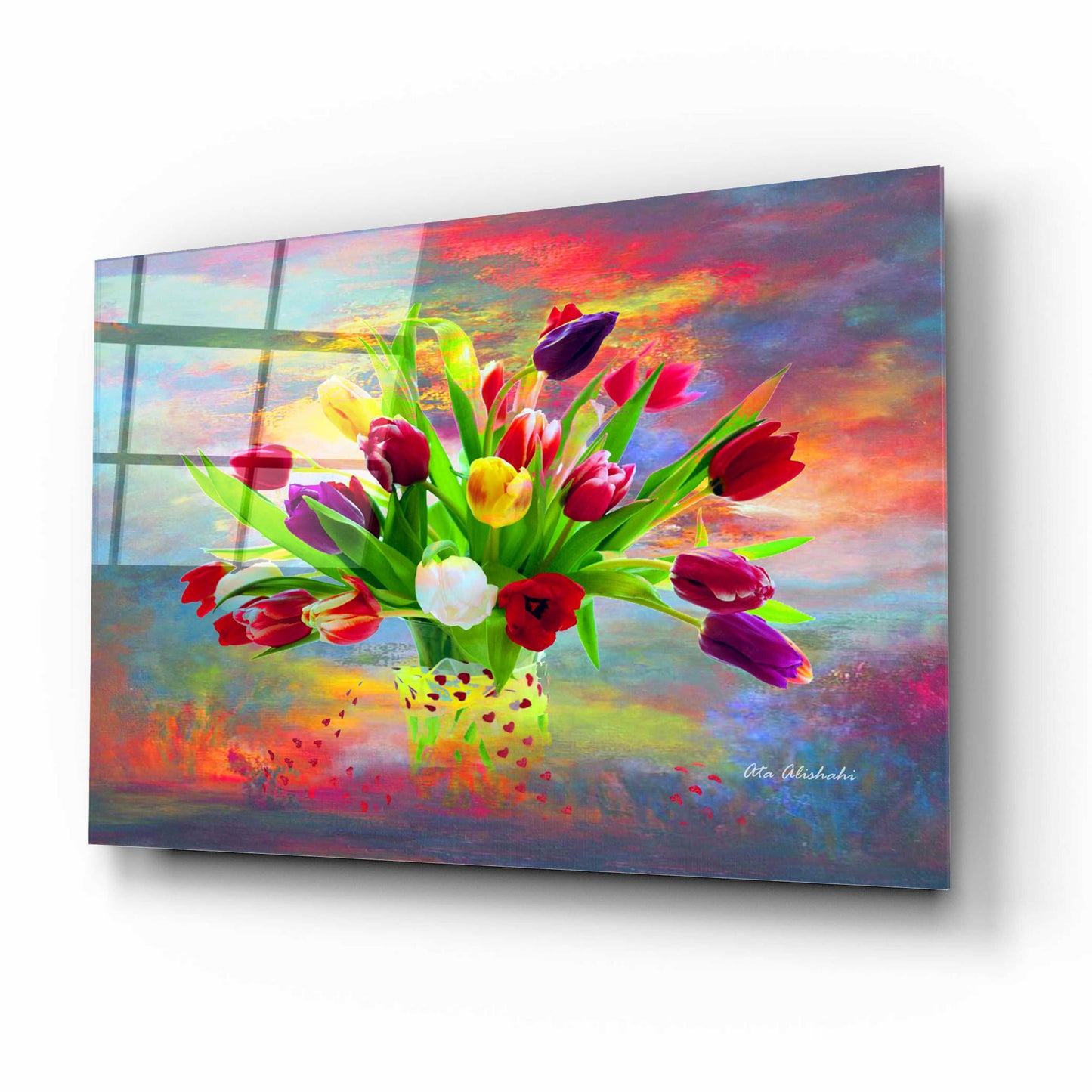 Epic Art 'Colorful Flowers 2' by Ata Alishahi, Acrylic Glass Wall Art,16x12